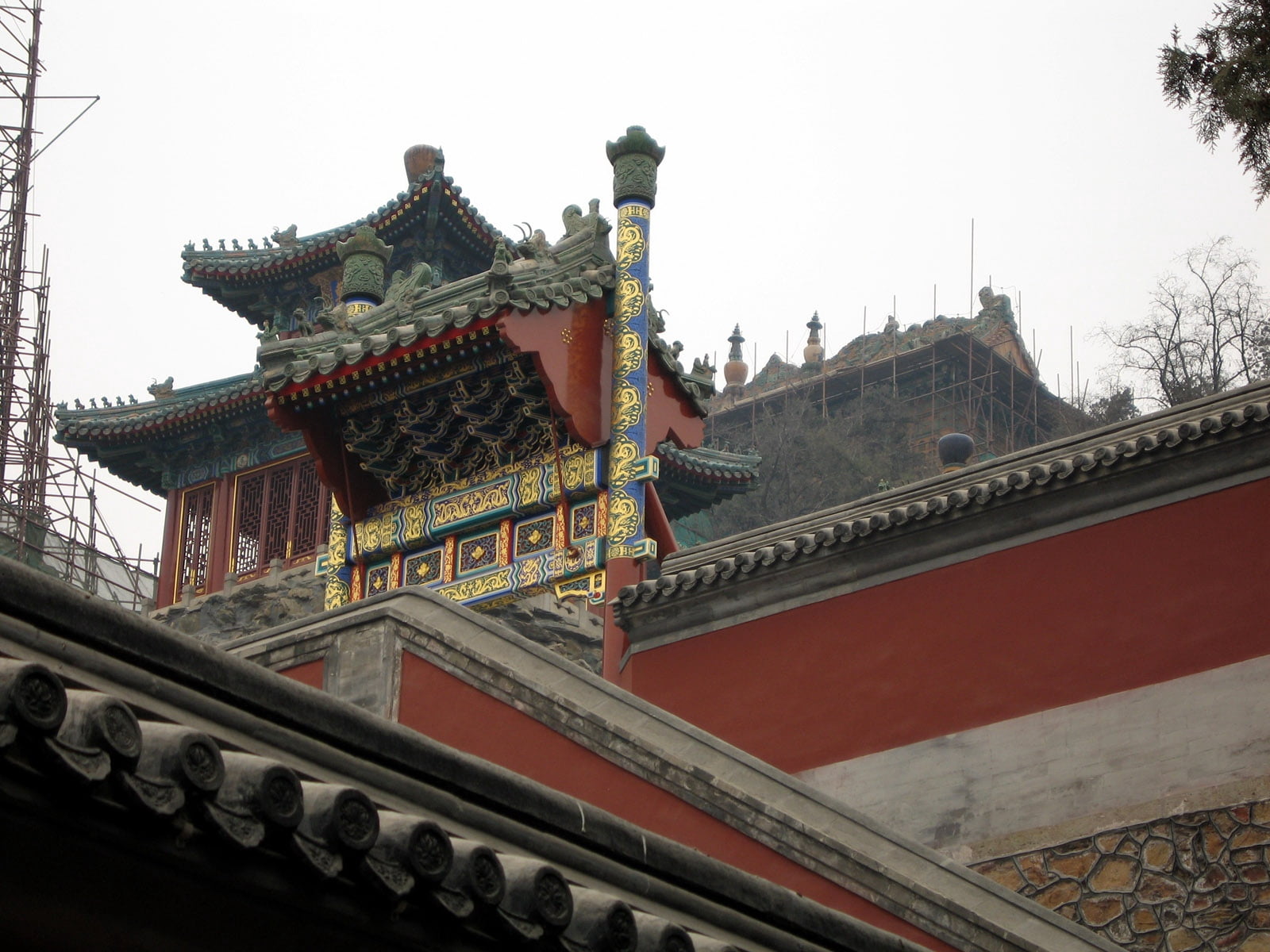 low angle view, building, spirituality, chinese Culture, famous Place, the past, eaves, built Structure, red, clear sky, old, house, east Asia, china - East Asia, HD Wallpaper