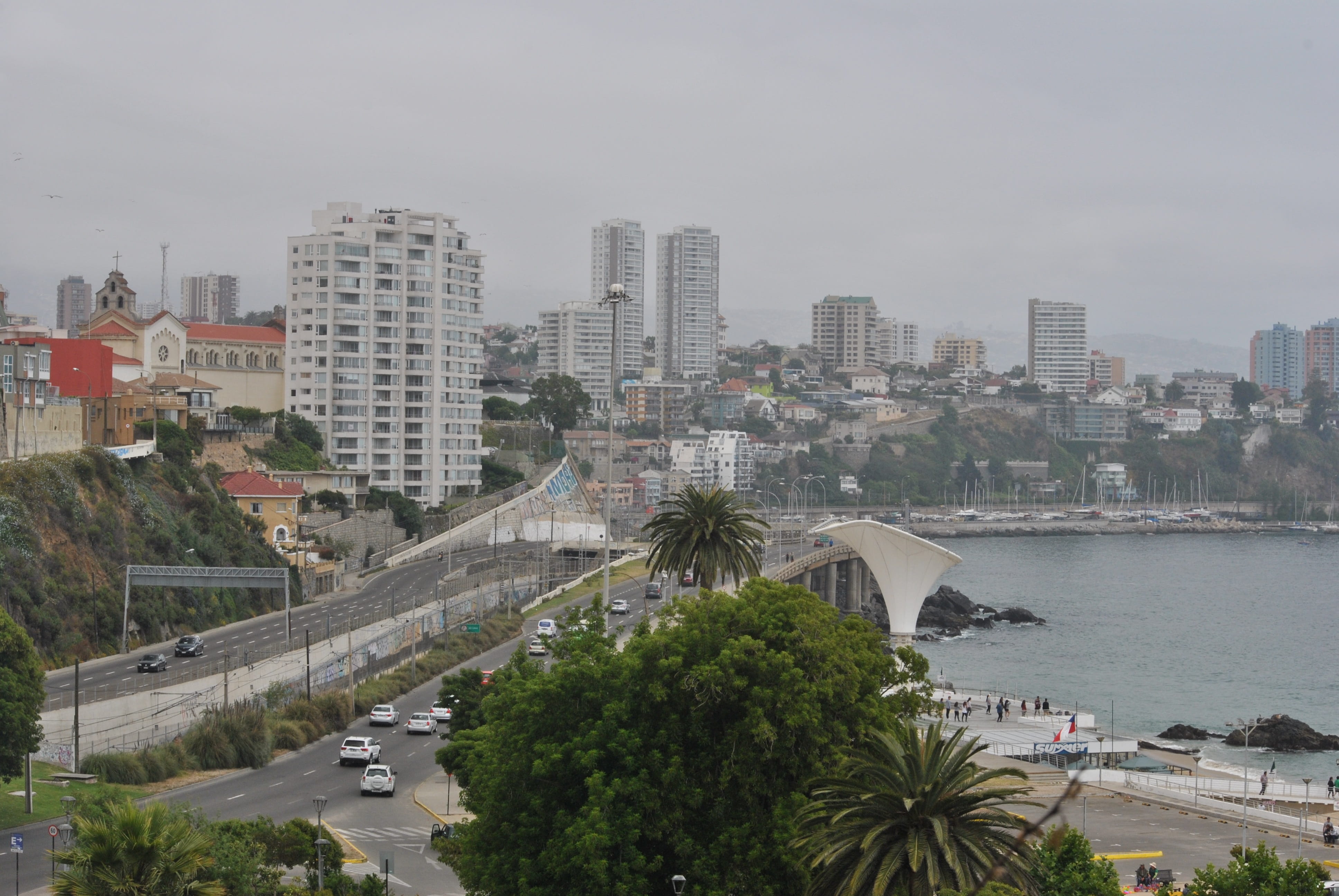 no people, transportation, cityscape, valparaiso, built structure, architecture, motor vehicle, urban skyline, bridge - man made structure, 4K, mode of transportation, HD Wallpaper