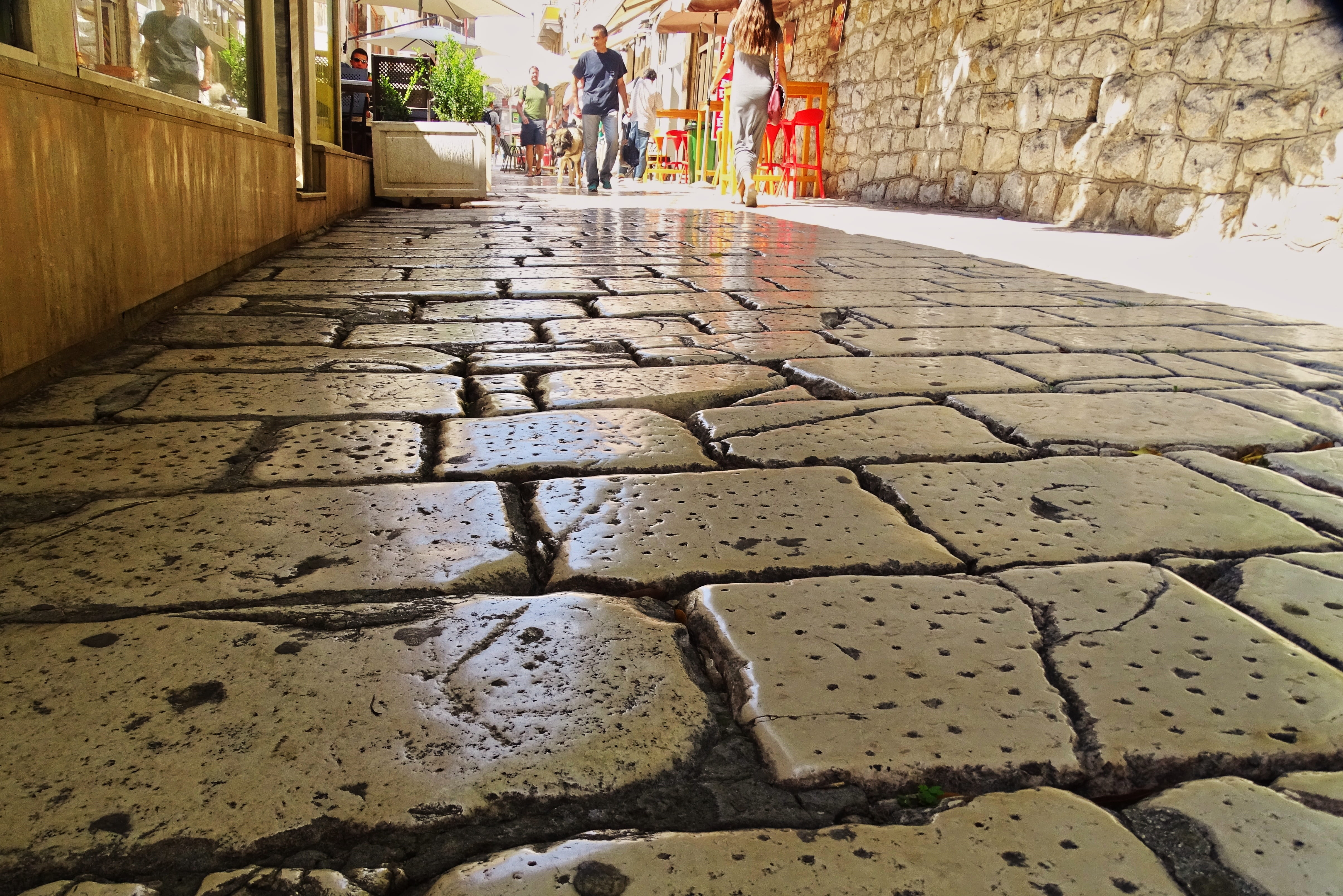 marbled, outdoors, group of people, women, Old Town, sunlight, man, the way forward, real people, adult, 4K, old roads, paving stone, nature, Marble, built structure, HD Wallpaper