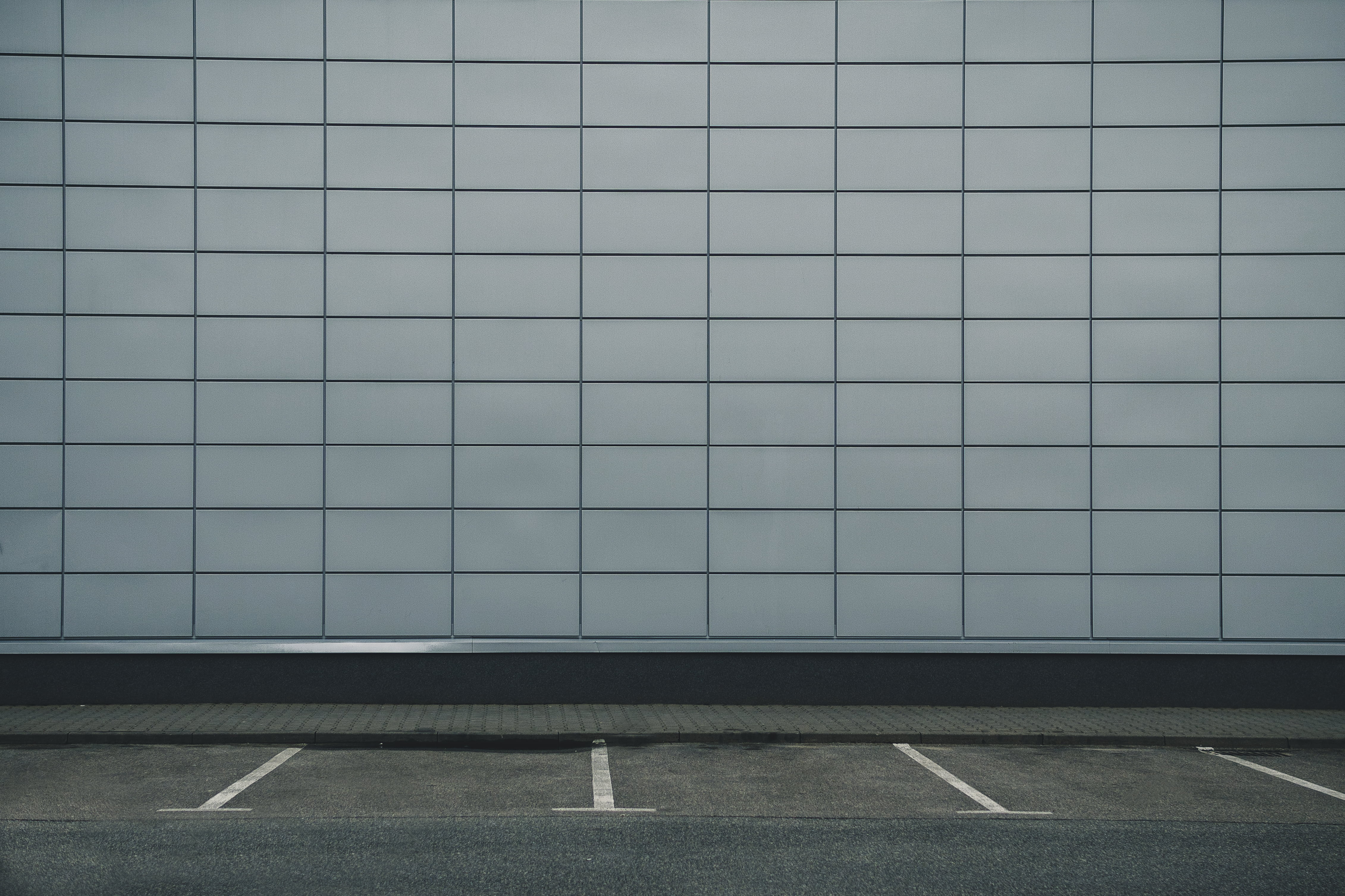 absence, indoors, blank, no people, marking, wall - building feature, sign, line, outdoors, building, empty, shape, tile, facade, symbol, city, 4K, urban, HD Wallpaper