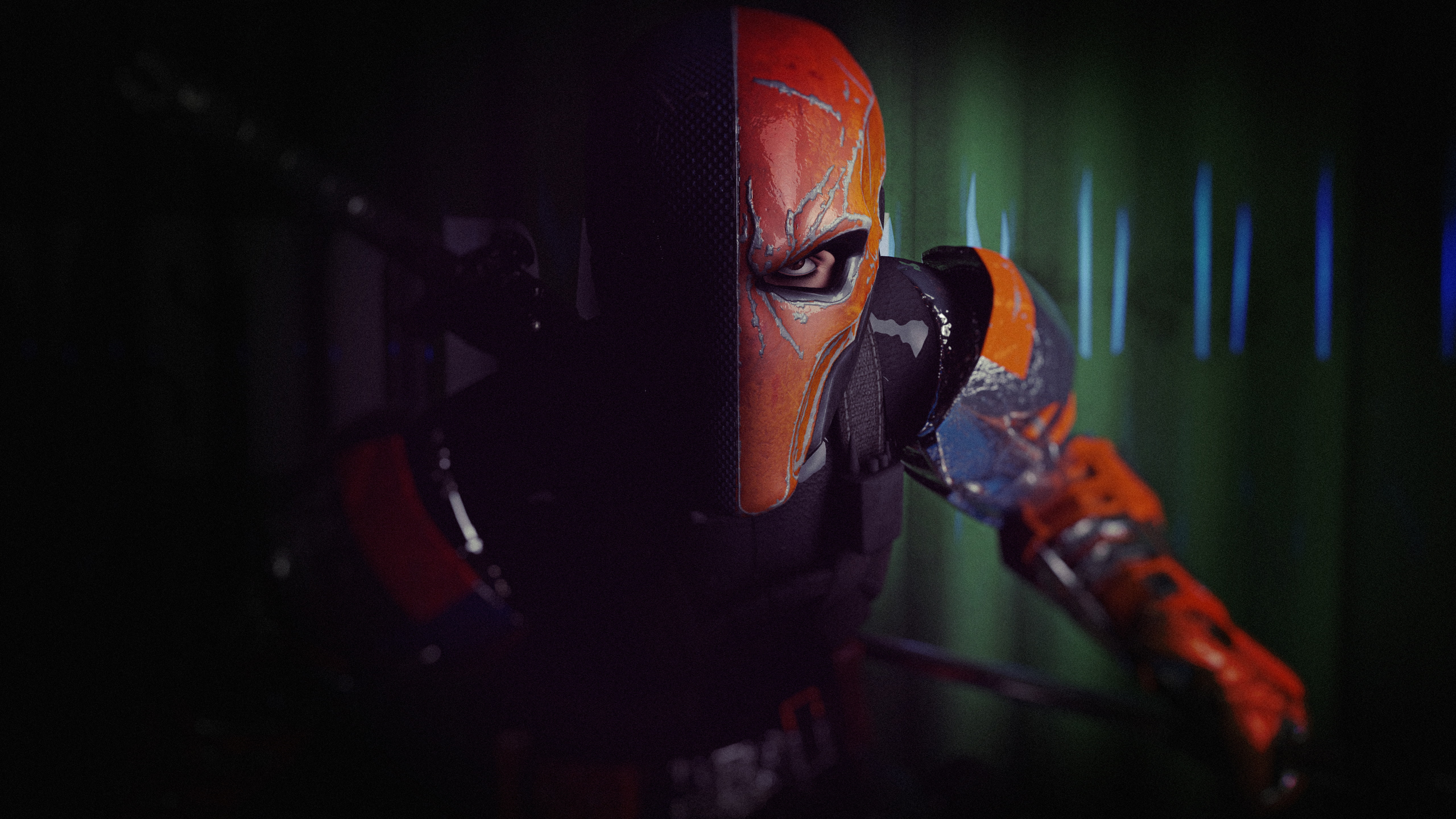 occupation, waist up, safety, motion, dark, metal industry, protection, Deathstroke, adult, k, 5K, one person, holding, industry, skill, indoors, security, HD Wallpaper