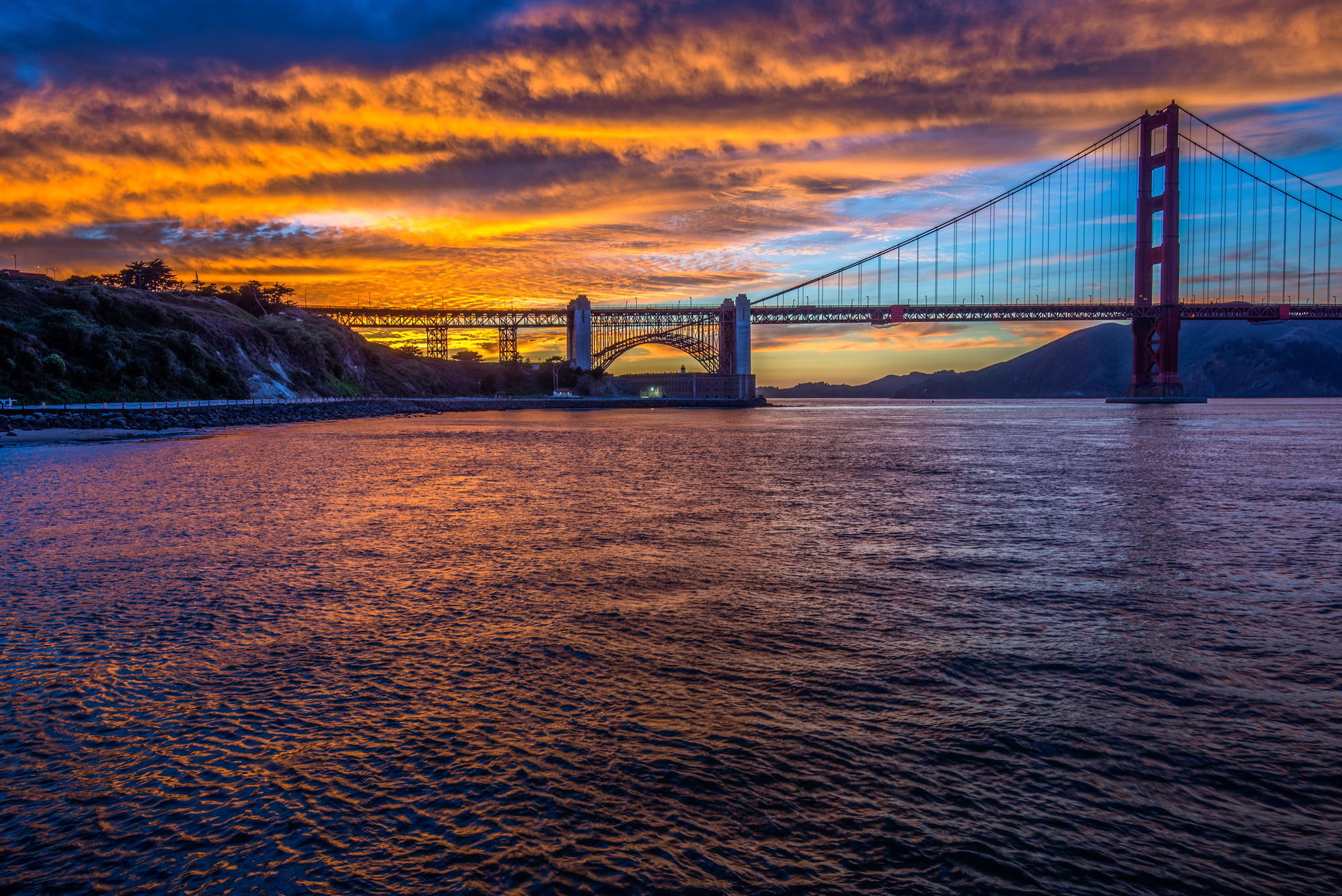 USA, United States, 1080P, CA, bridge, Golden Gate Bridge, the evening, San Francisco, the city, California, Strait, Golden Gate, HD Wallpaper