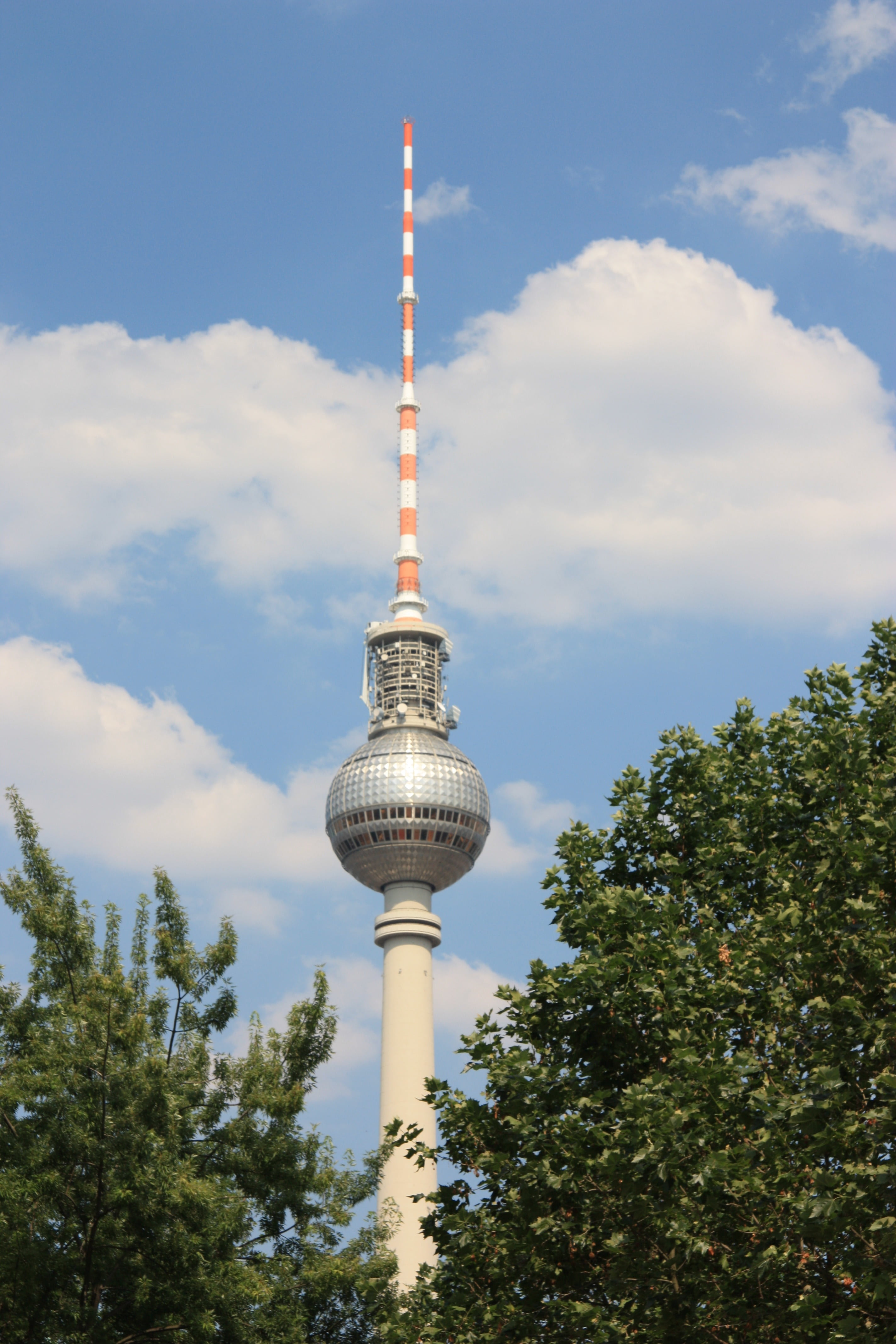 low angle view, 4K, communication, berlin, cloud - sky, spire, nature, building exterior, tourism, tv tower, berlim, city, outdoors, tall - high, day, Phone HD Wallpaper