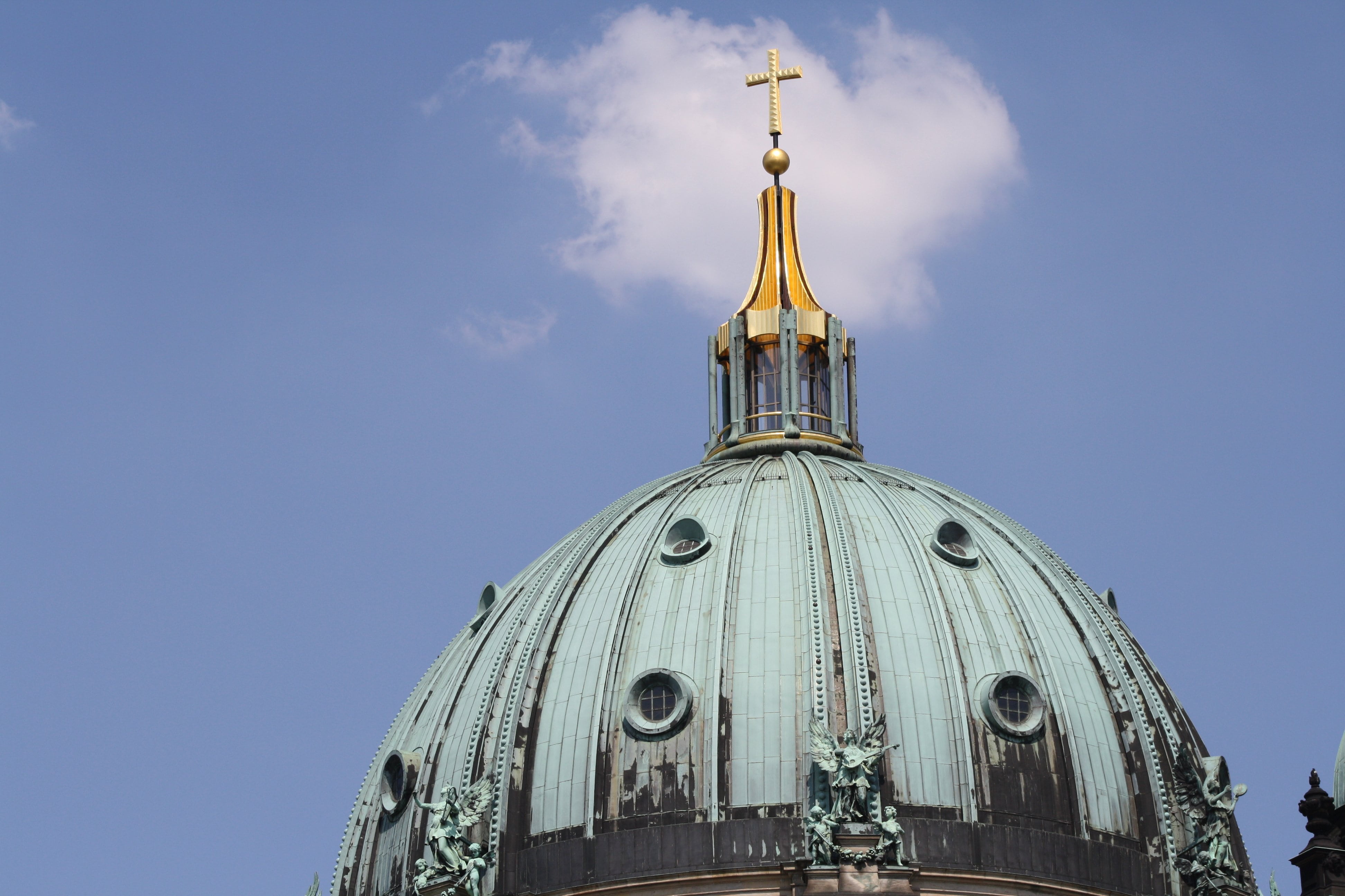4K, religion, travel destinations, building exterior, building, built structure, no people, place of worship, ornate, sky, spirituality, berlin, spire, HD Wallpaper