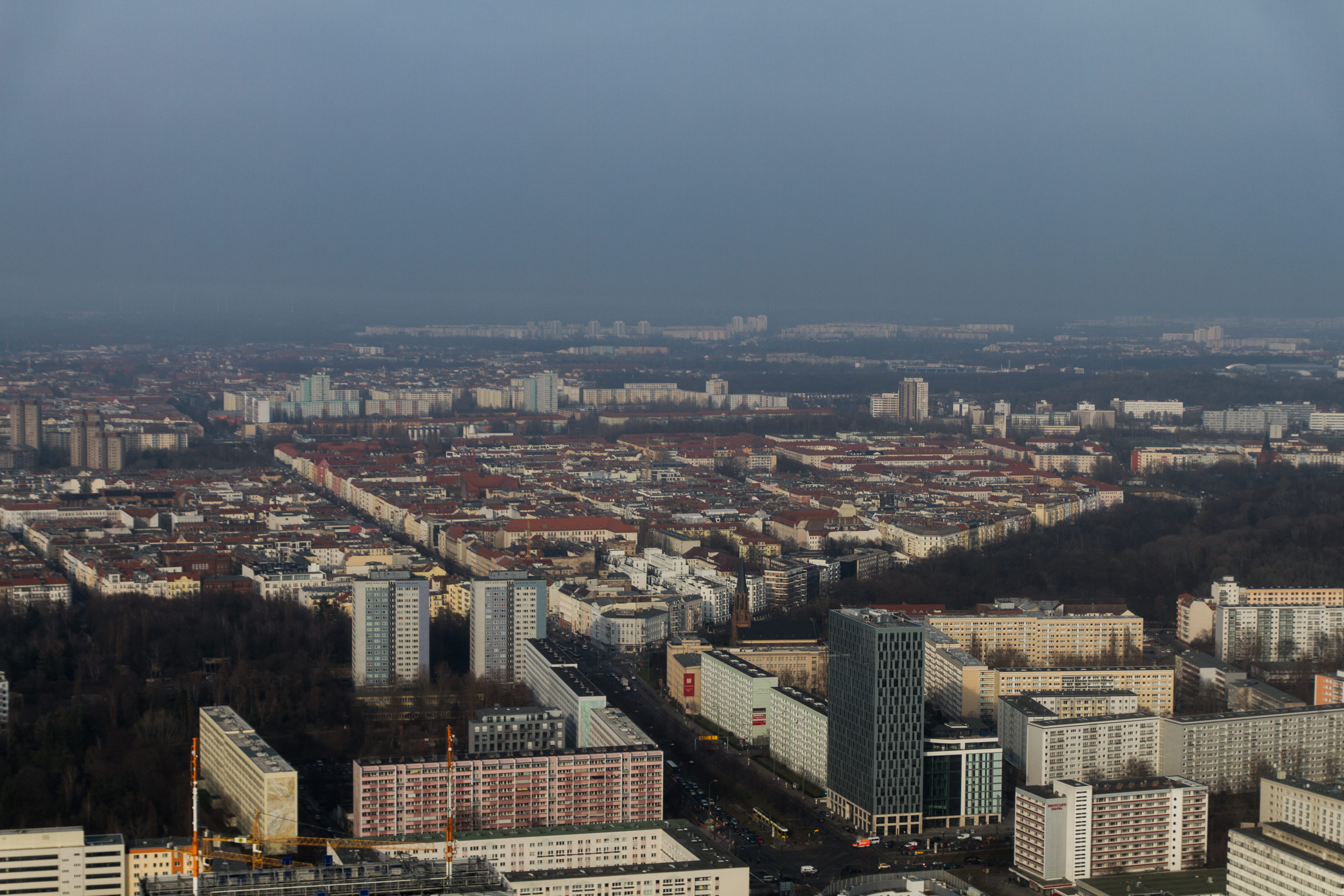 tv tower, high angle view, tall - high, city, crowd, view, crowded, houses, settlement, office building exterior, berlin, cloudy, skyscraper, sky, areal, HD Wallpaper