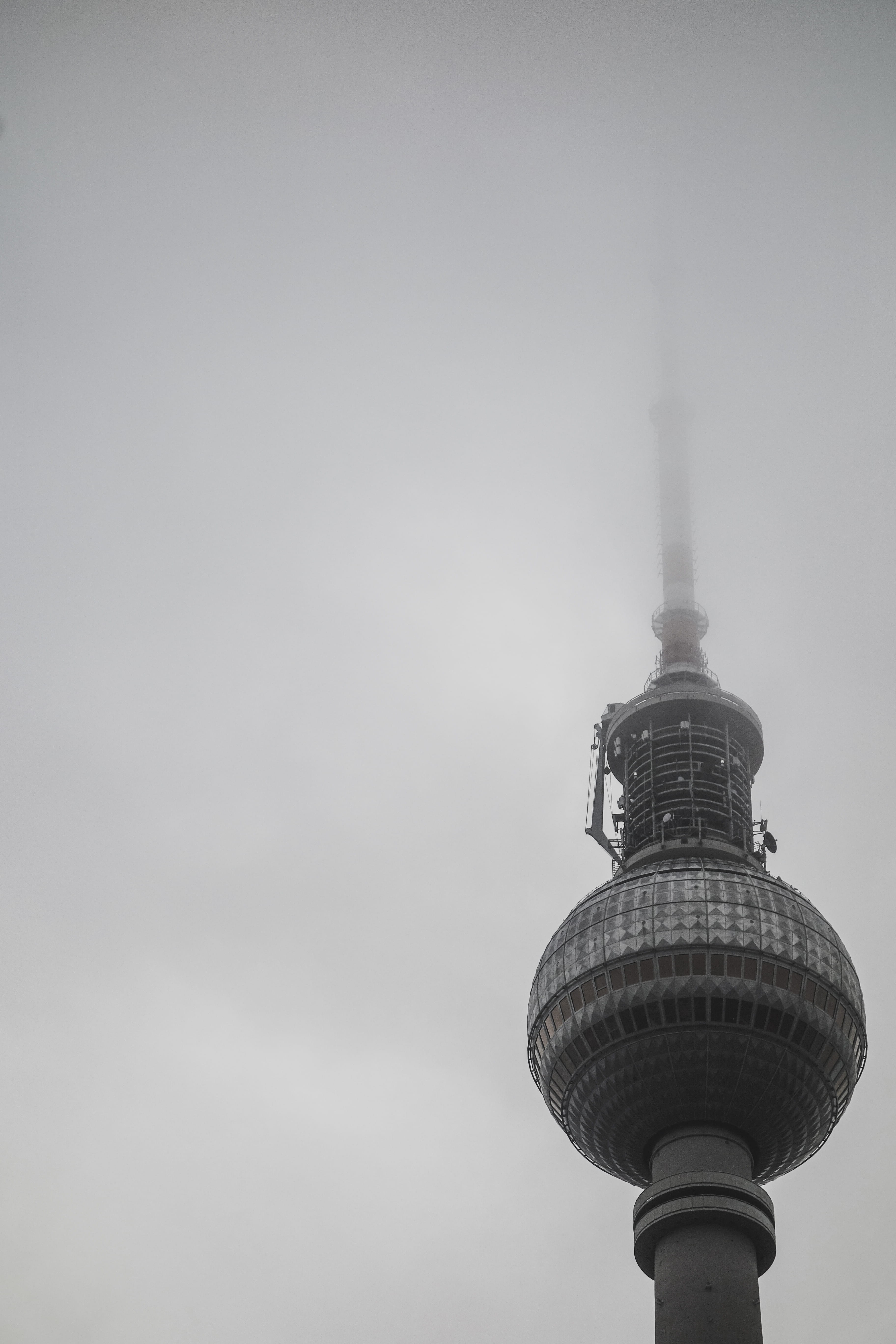 city, communication, architecture, office building exterior, germany, sky, built structure, grey, building exterior, low angle view, fernsehturm, tv tower, Phone HD Wallpaper
