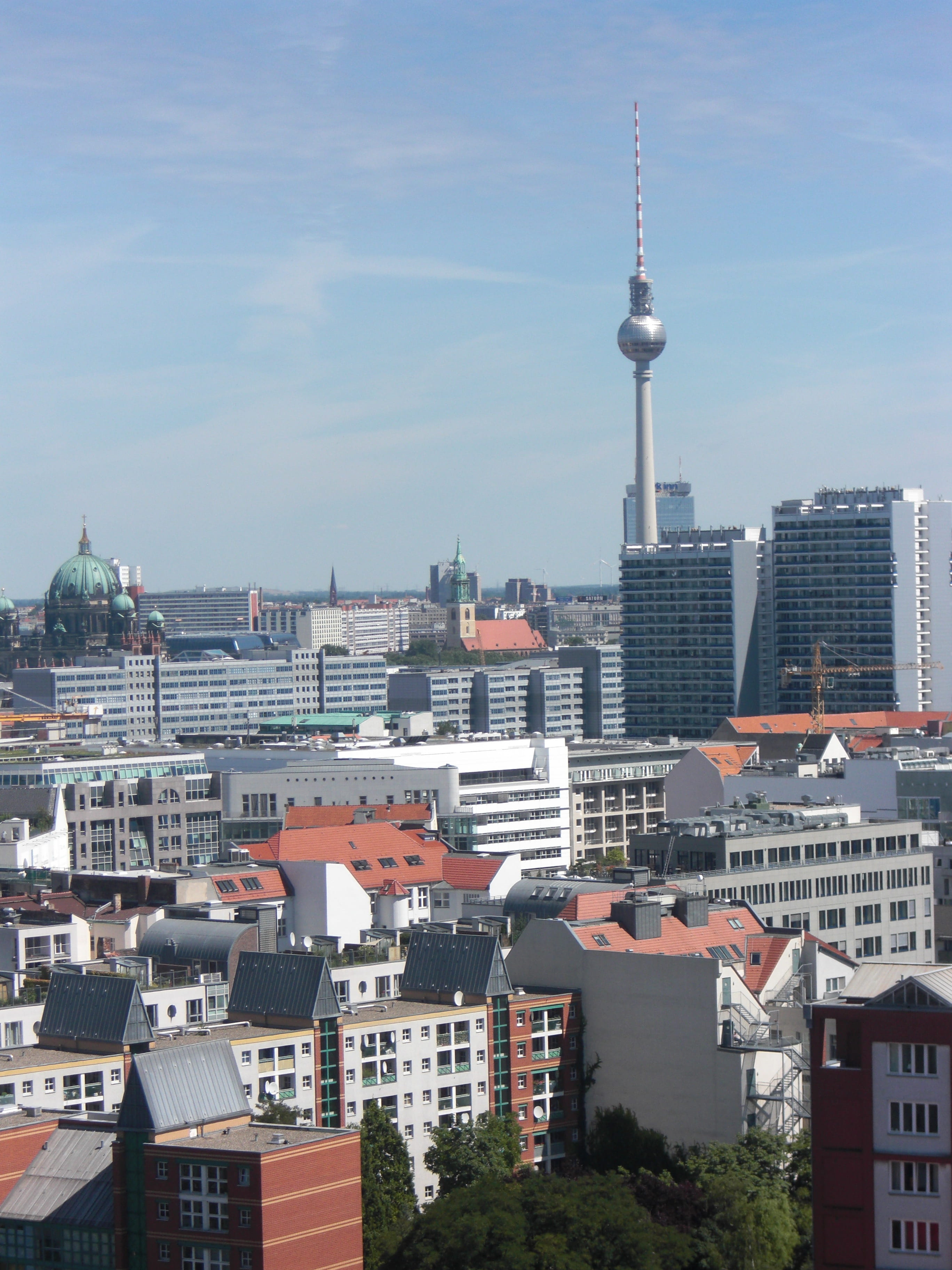 Cityscape, outdoors, Tv Tower, skyline, berlin, tall - high, tourism, tower, tv tower, 2K, sky, Berlin, no people, travel destinations, skyscraper, built structure, Phone HD Wallpaper