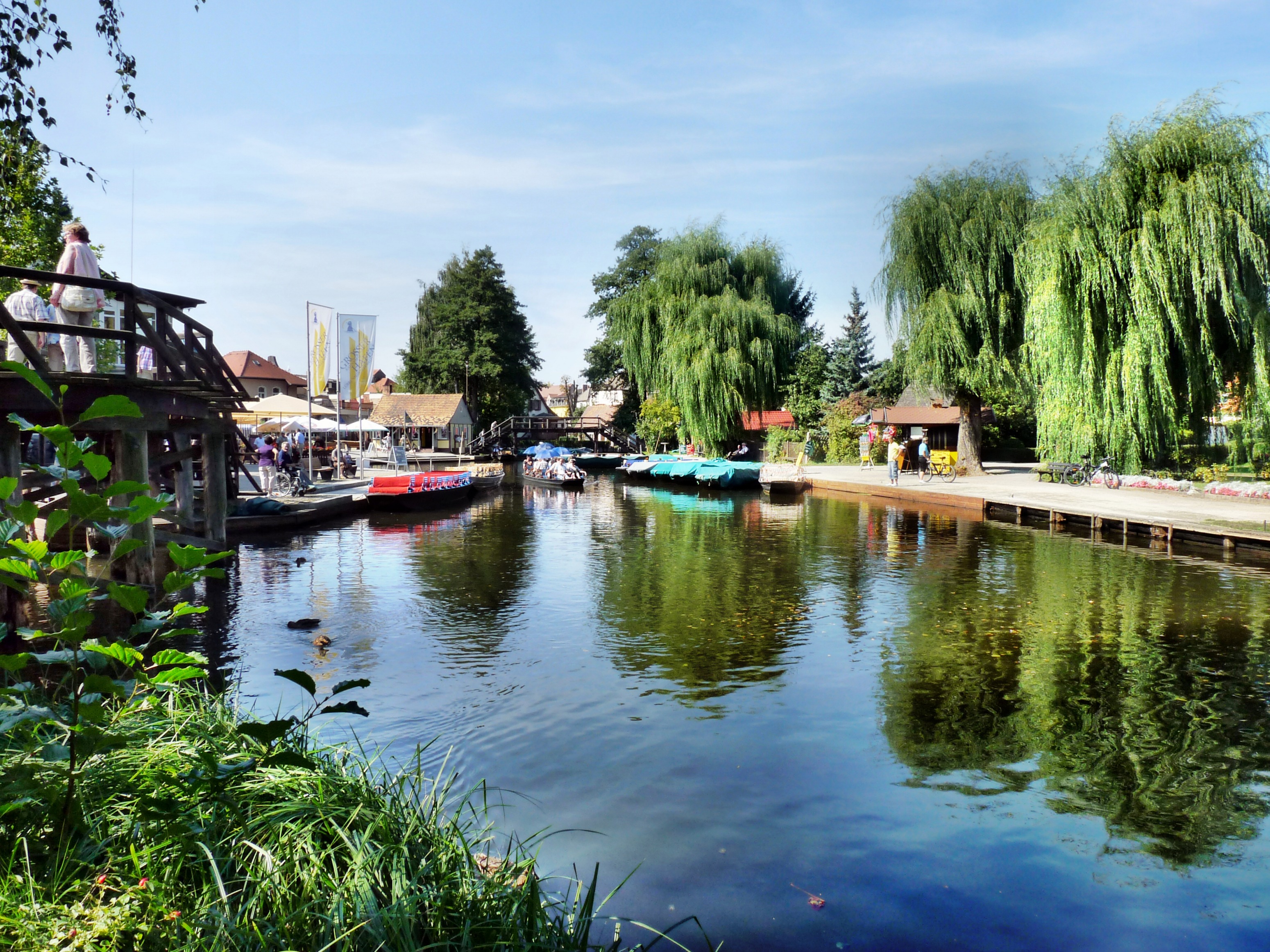 spree, water, reflection, no people, plant, day, port, sailboat, transportation, moored, river, sky, 2K, nature, tree, lake, building exterior, lübbenau, HD Wallpaper