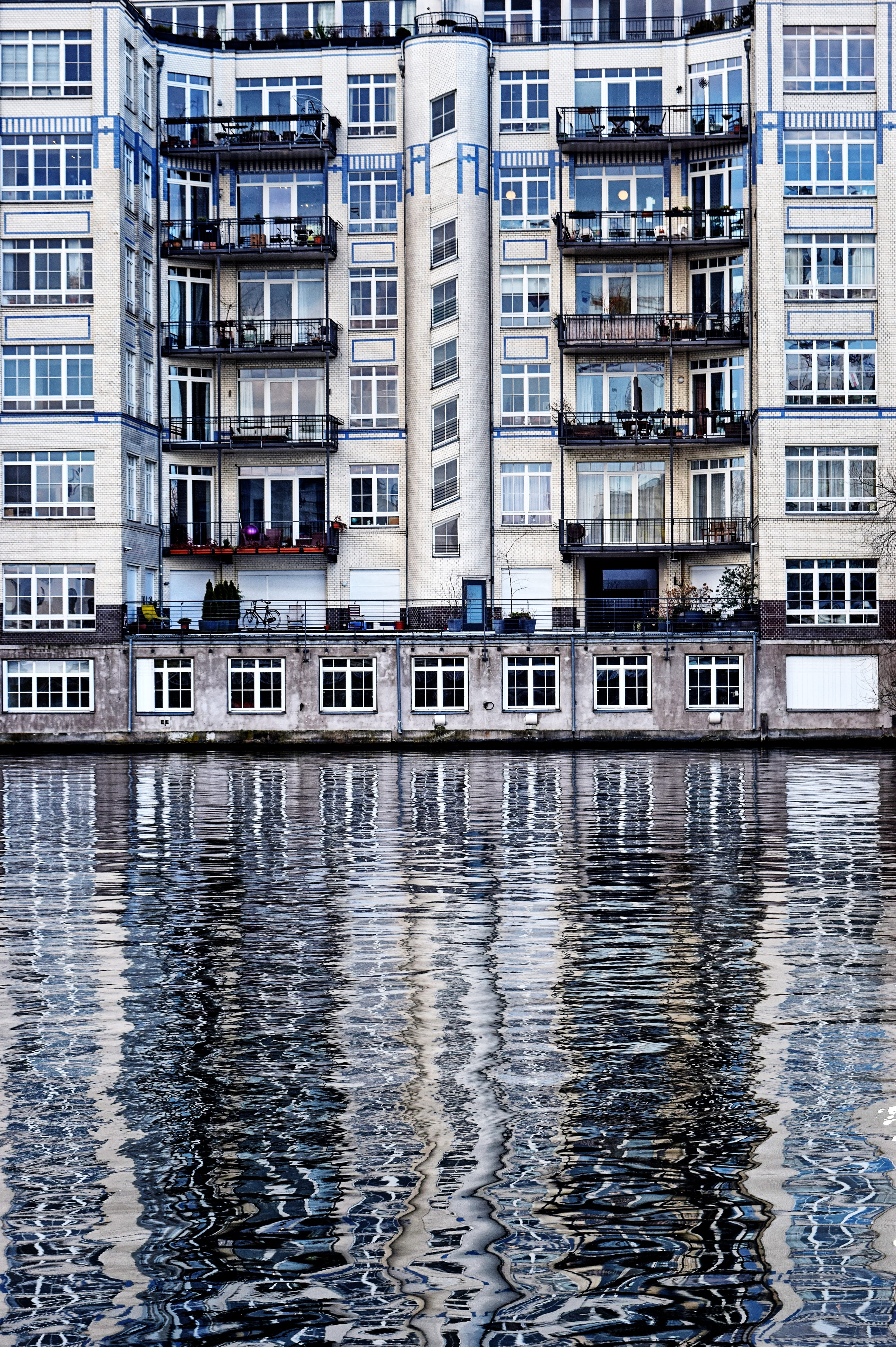 reflection, berlin, no people, river, building, flats, architecture, office building exterior, city, 5K, building exterior, built structure, window, environment, Phone HD Wallpaper