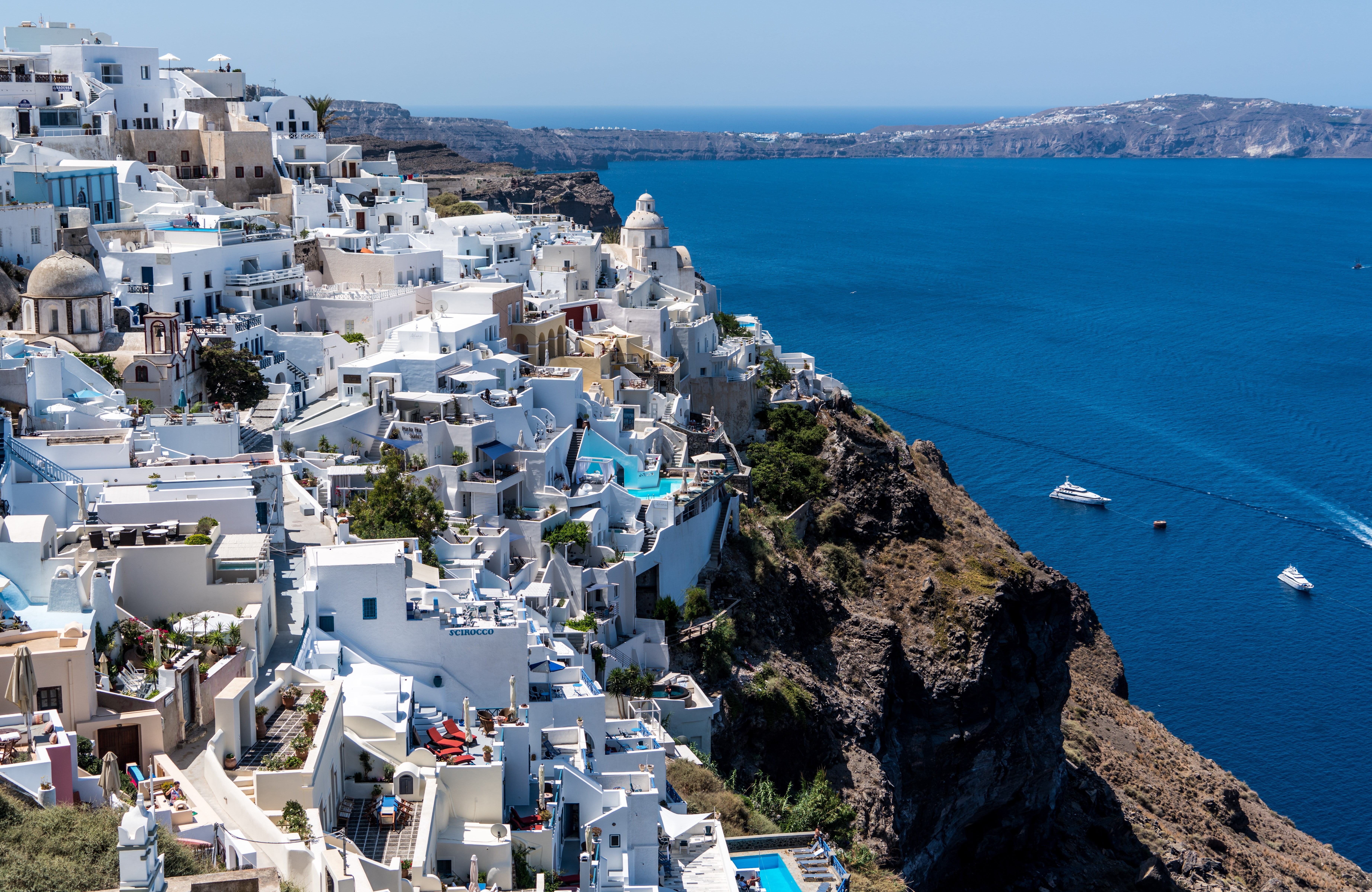 church, famous Place, nature, residential district, beach, white, outdoors, built structure, cityscape, landscape, scenics - nature, water, santorini, high angle view, HD Wallpaper