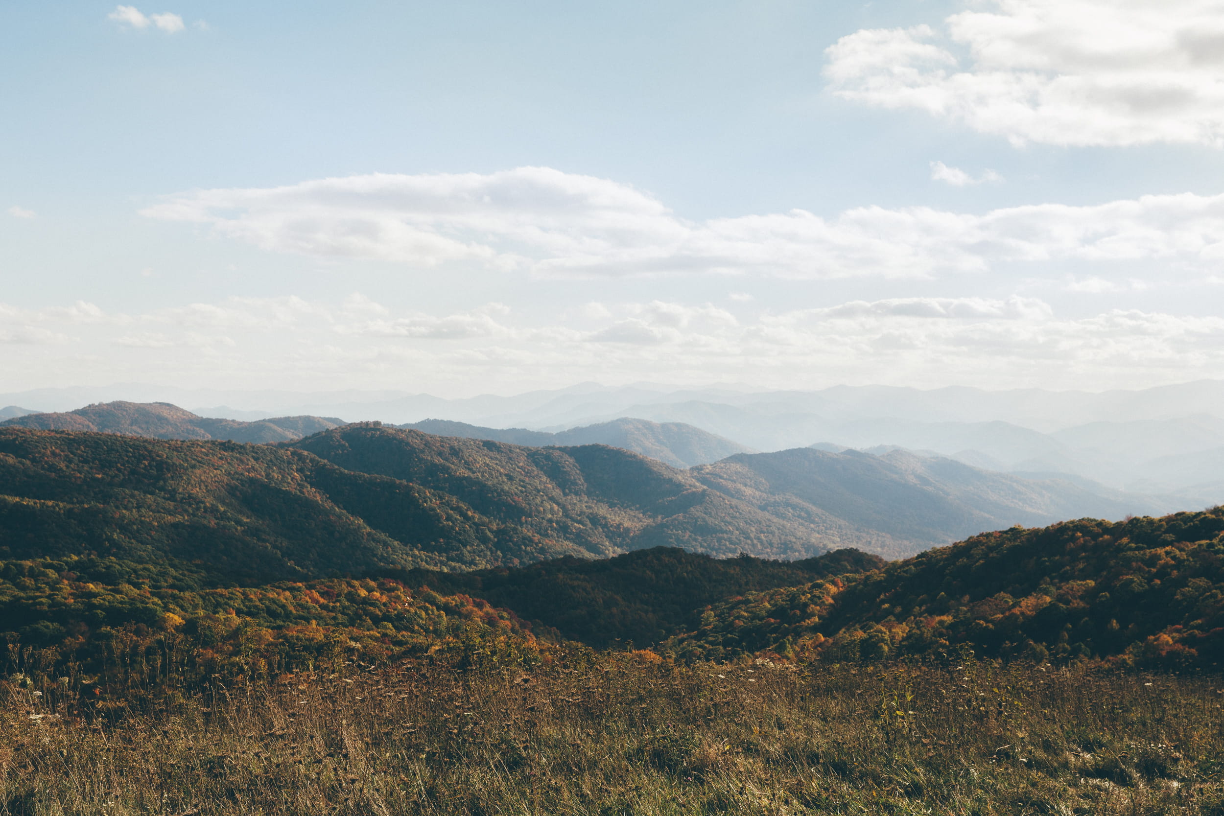 day, idyllic, united states, remote, clouds, shadows, color, non-urban scene, 1080P, nature, outdoors, landscape, beauty in nature, mountain range, max patch, HD Wallpaper