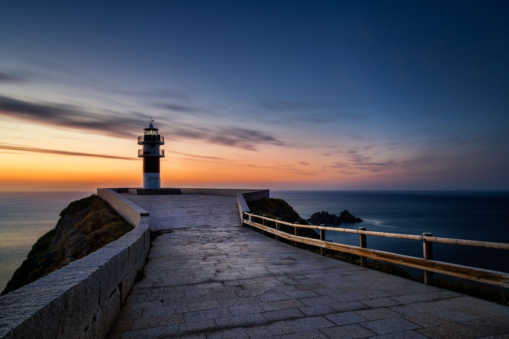 built structure, horizon over water, sunset, guidance, lighthouse, sea, architecture, security, calm, safety, nature, direction, 1080P, protection, building exterior, HD Wallpaper