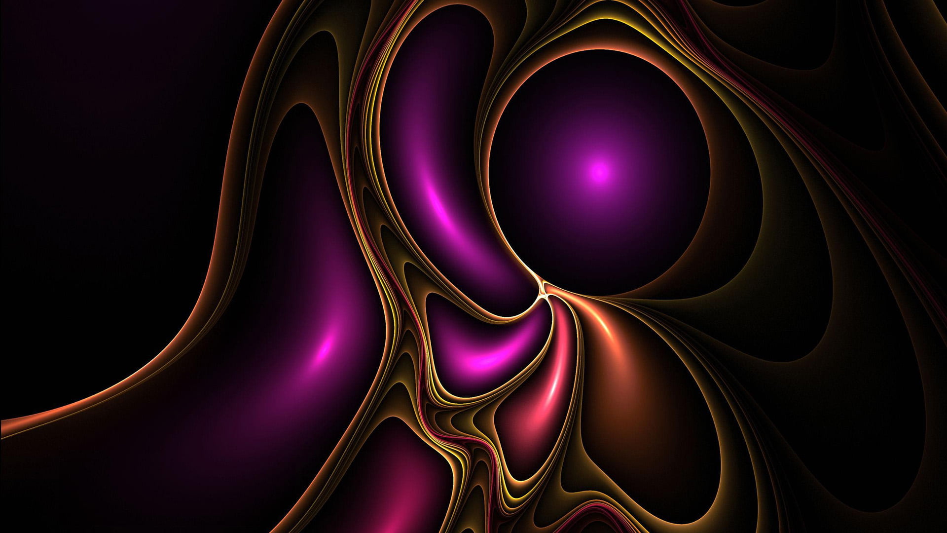purple, curve, light - natural phenomenon, flowing, fractal, design, long exposure, abstraction, graphic, generated, 1080P, indoors, black background, HD Wallpaper
