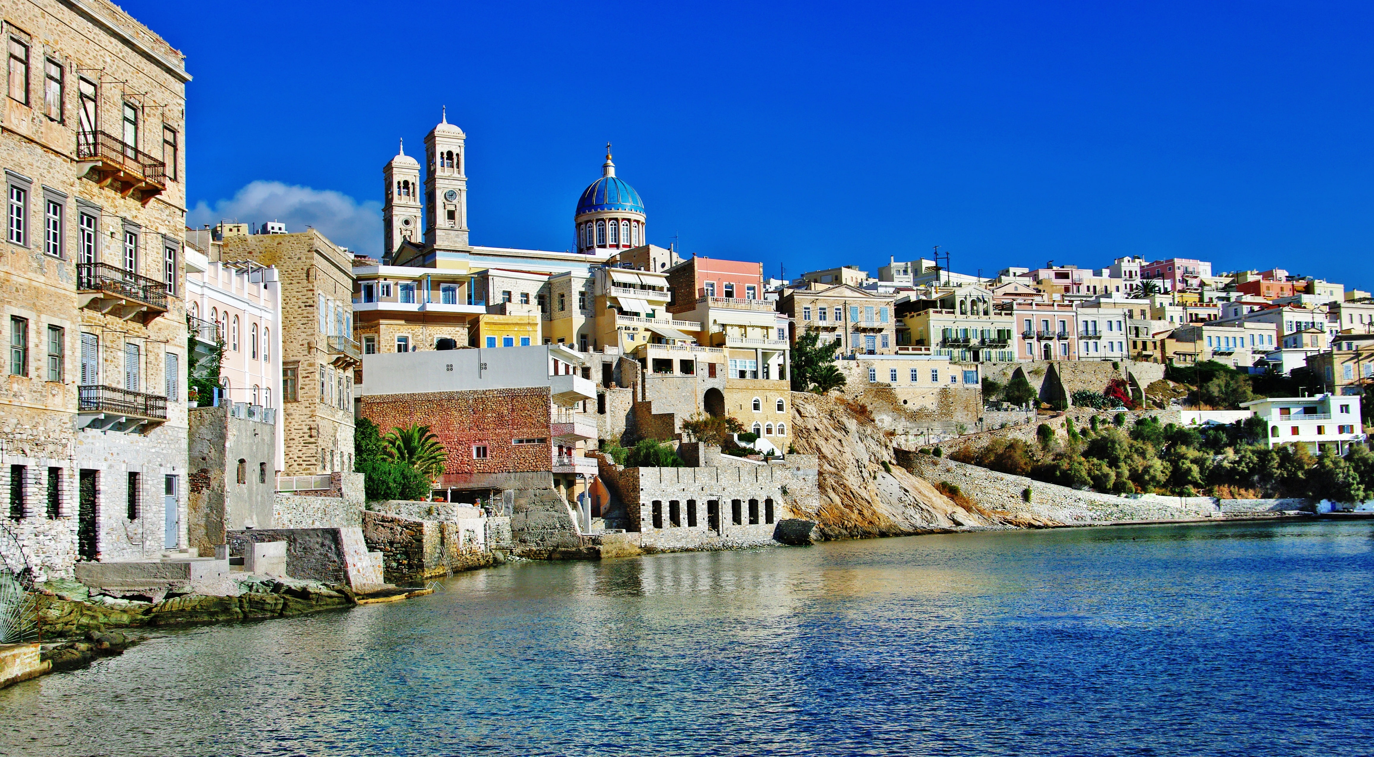architecture, mediterranean Countries, cityscape, Greece, water, home, village, building, religion, nature, urban Skyline, outdoors, day, the past, assorted, HD Wallpaper