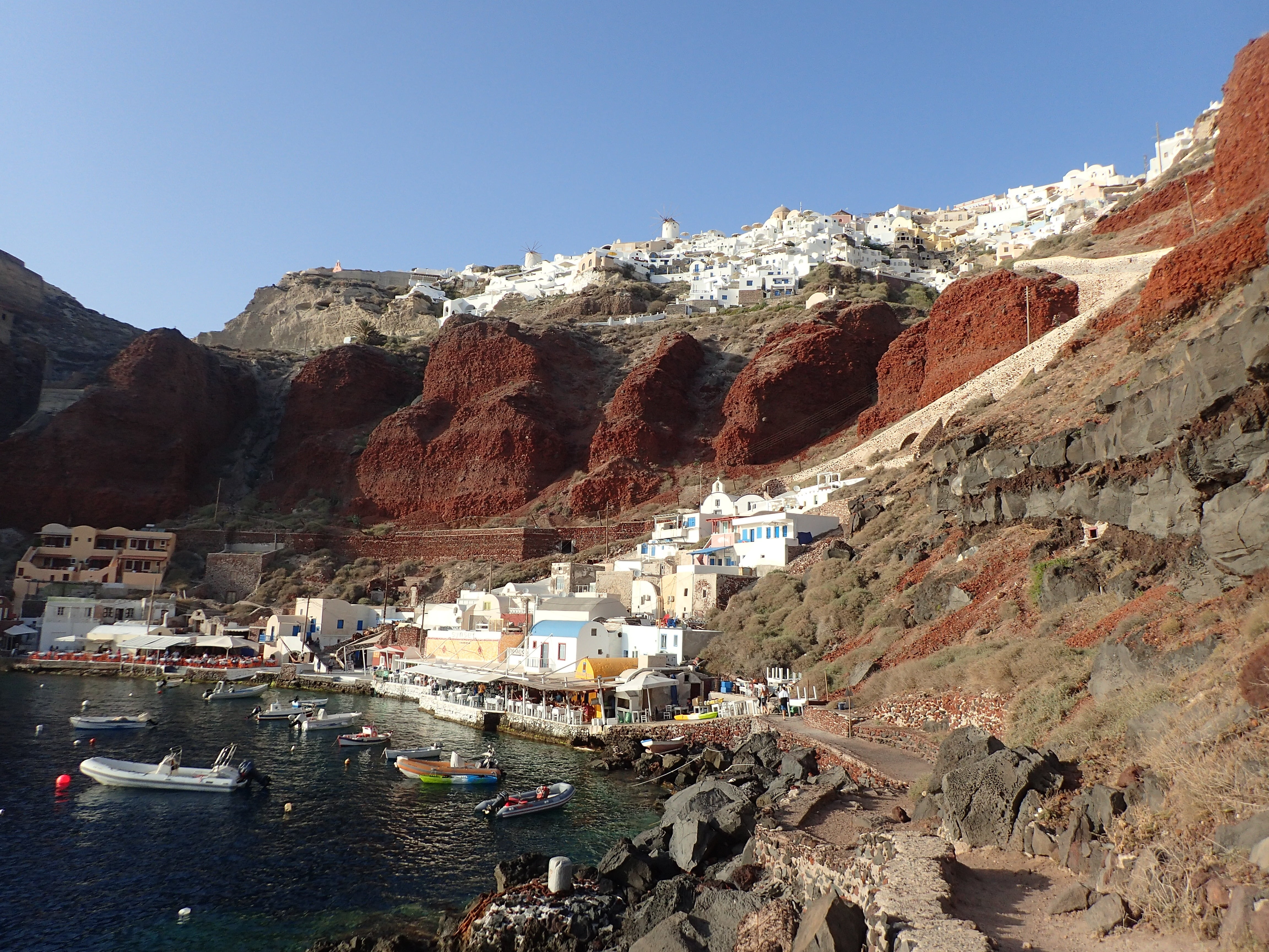 land, 4K, architecture, volcano, no people, travel, port, outdoors, built structure, travel destinations, rock, building exterior, day, sky, clear sky, HD Wallpaper