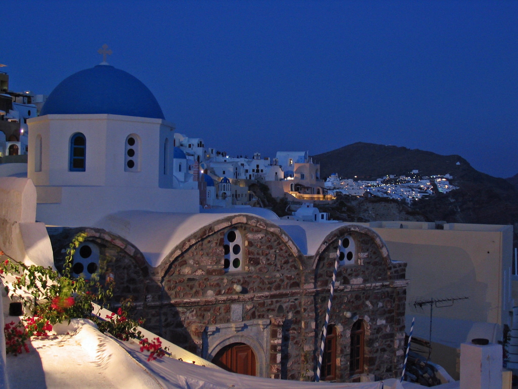 dome, religion, greece, spirituality, water, mountain, history, structures, 1080P, travel destinations, sky, arch, concrete, night, travel, the past, day, HD Wallpaper