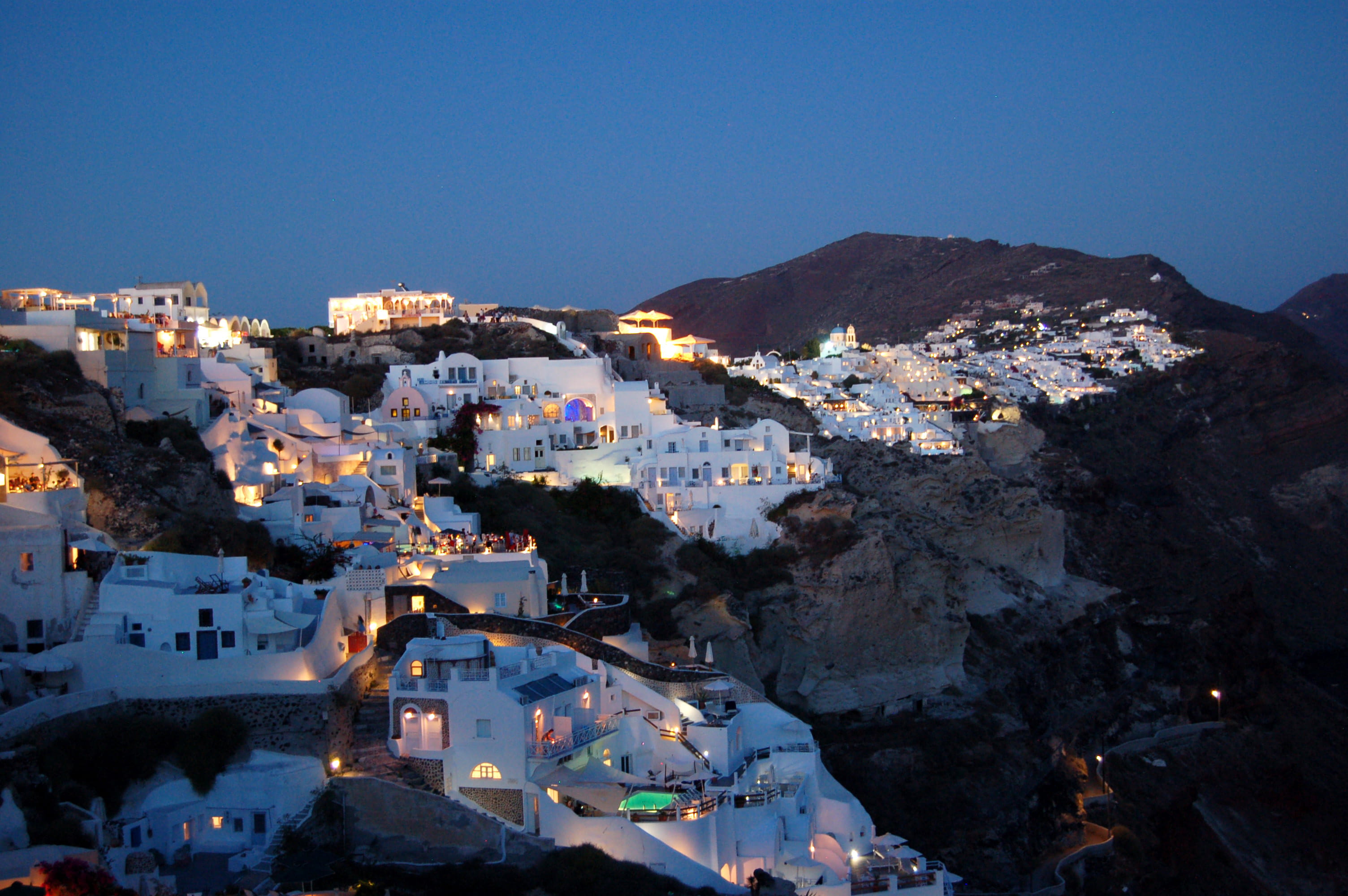 community, lights, nature, built structure, building exterior, residential district, night, oia, crowd, mediterranean, city, house, day, land, high angle view, HD Wallpaper