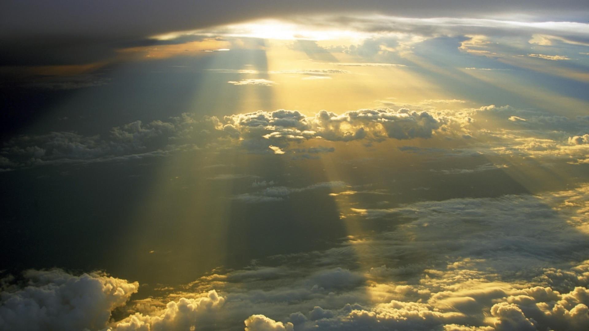 breaking, sun, 1920x1080, sunlight, 1080P, light, aerial, photography, cloud, nature, clouds, HD Wallpaper