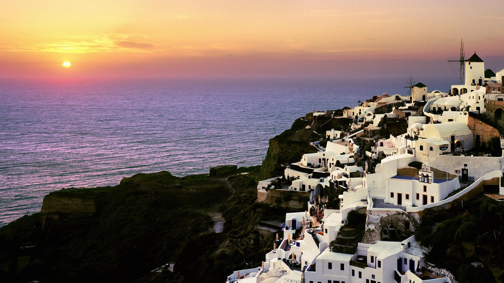 santorini, cliff, house, building Exterior, town, greece, building, summer, church, concrete, white, outdoors, travel Destinations, scenics, coast, cityscape, HD Wallpaper
