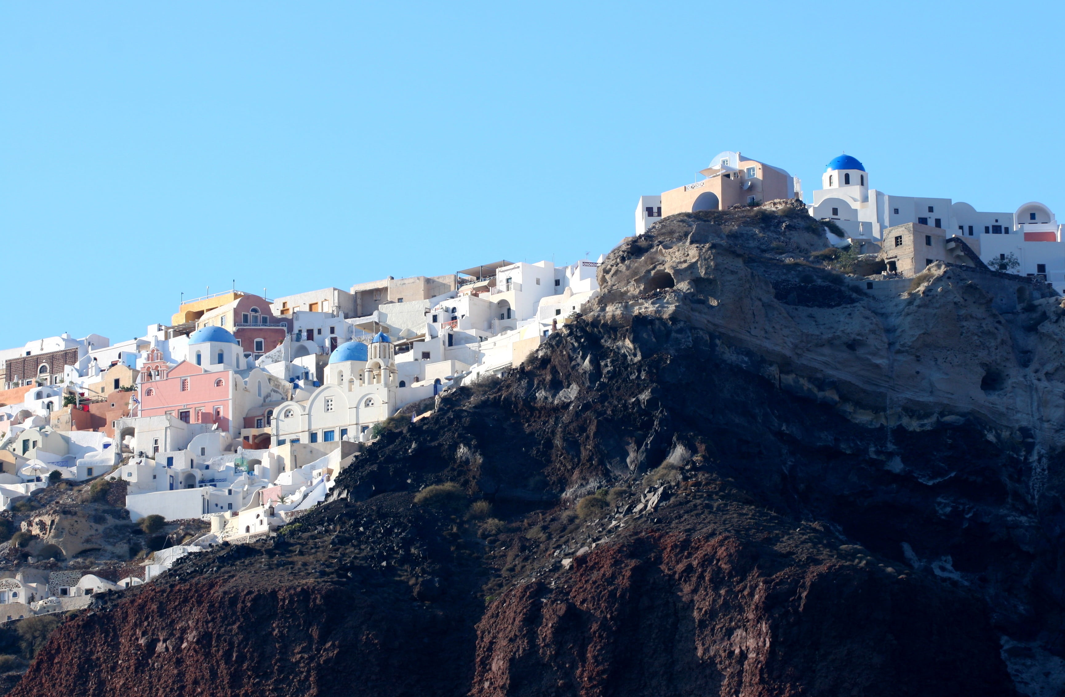 town, 2K, holiday, tourism, santorini, white houses, blue, caldera, building, architecture, day, city, greek island, outdoors, cyclades, the past, nature, HD Wallpaper