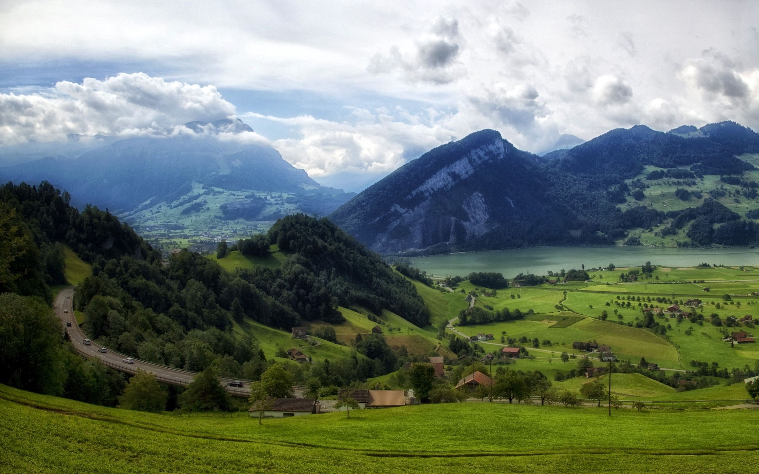 idyllic, piedmont, beauty In Nature, outdoors, plant, travel, nature, blue, mountain Range, tranquility, forest, day, summer, tourism, meadow, panoramic, HD Wallpaper