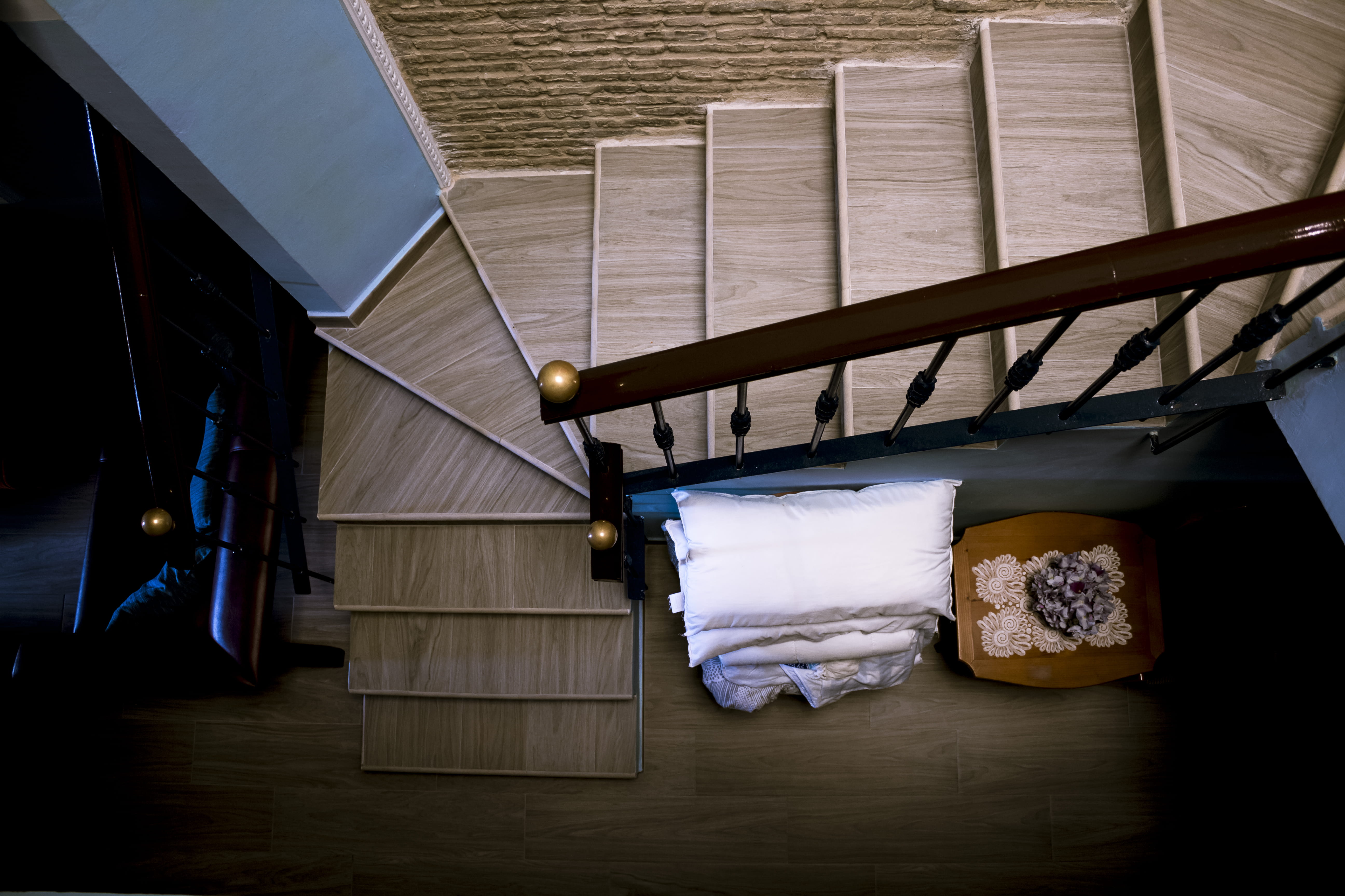 seat, chopped, stairs, wood - material, flooring, no people, wooden stairs, nature, color, from above, staircase, photography, summer, 5K, duplex, day, HD Wallpaper