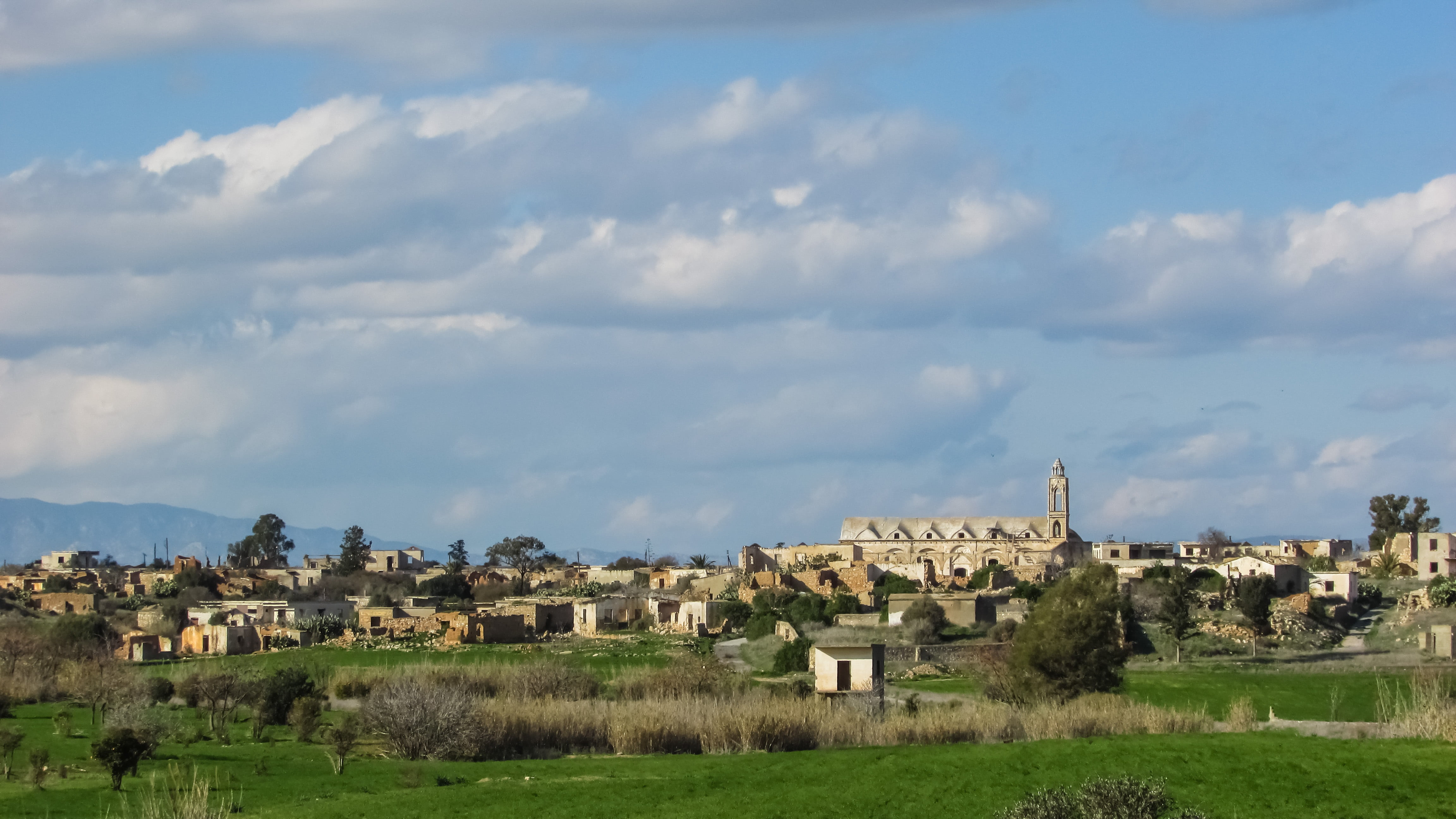 field, land, environment, achna, residential district, refugees, cloud - sky, architecture, scenics - nature, cyprus, building exterior, sky, nature, plant, HD Wallpaper