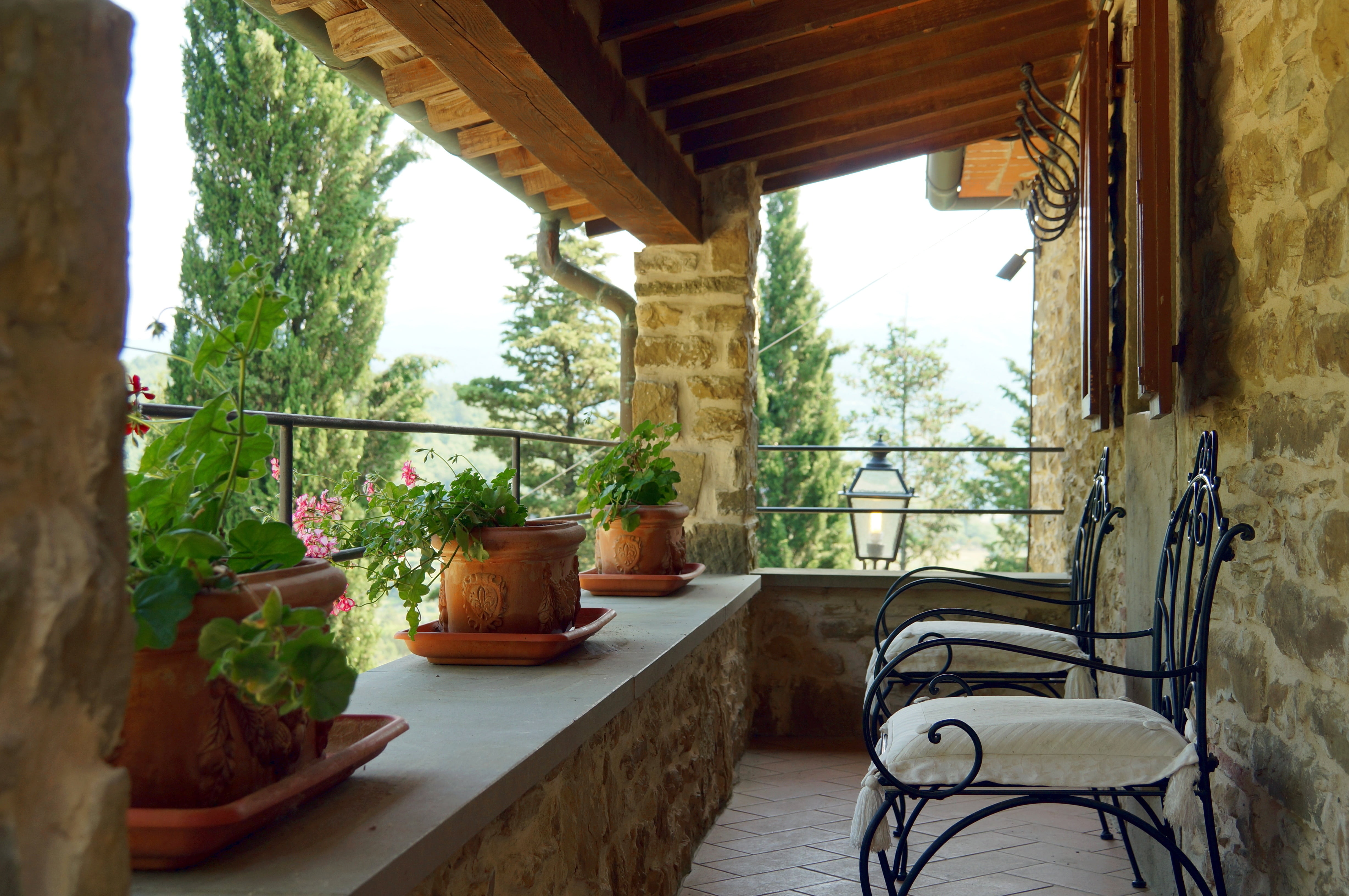 plants, veranda, architectural column, seat, tree, wood - material, potted plant, electric lamp, furniture, indoors, railing, window, no people, growth, HD Wallpaper