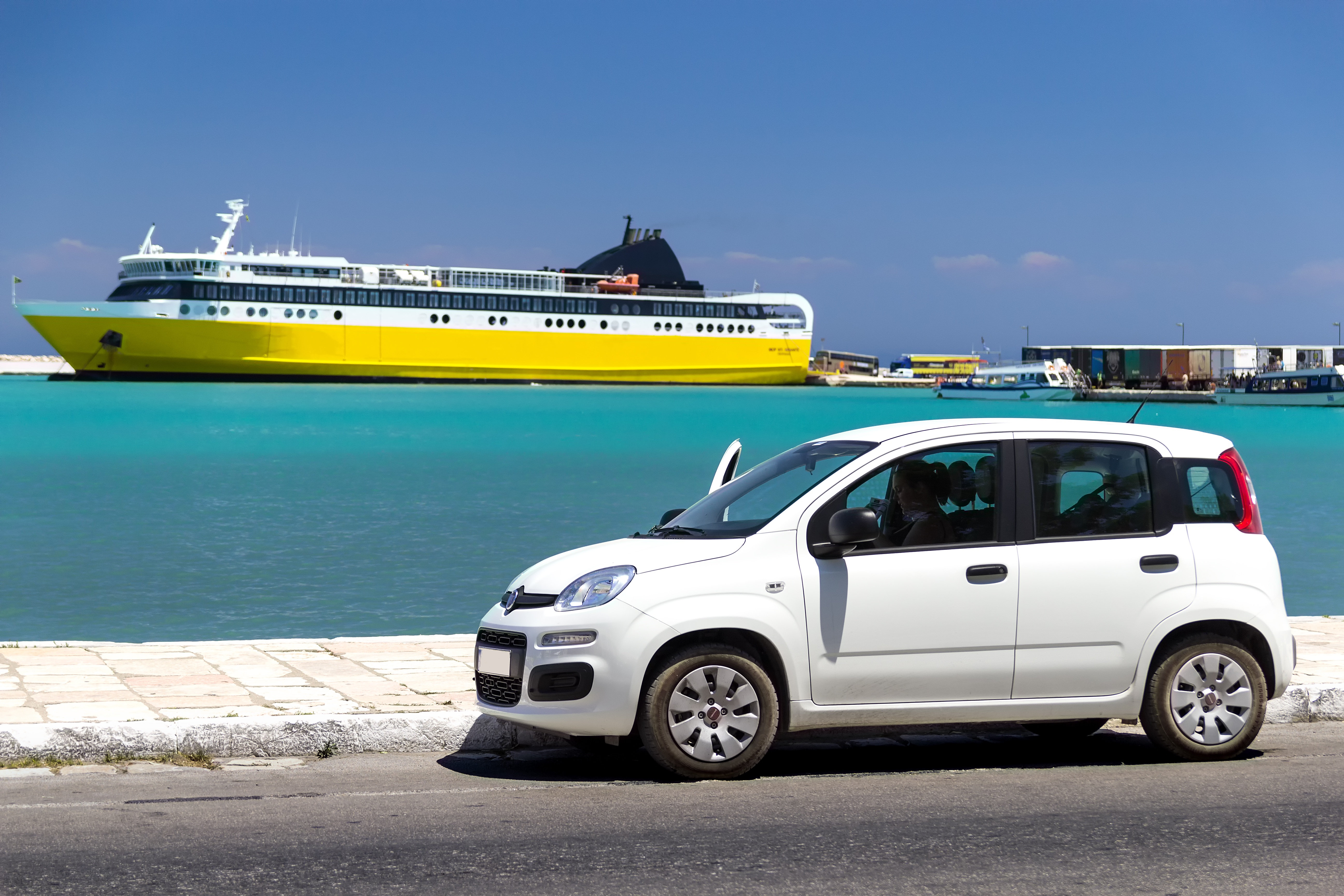 port, zante, summer, architecture, sea, land vehicle, sky, nautical vessel, city, motor vehicle, greek island, island, mode of transportation, car rental, HD Wallpaper