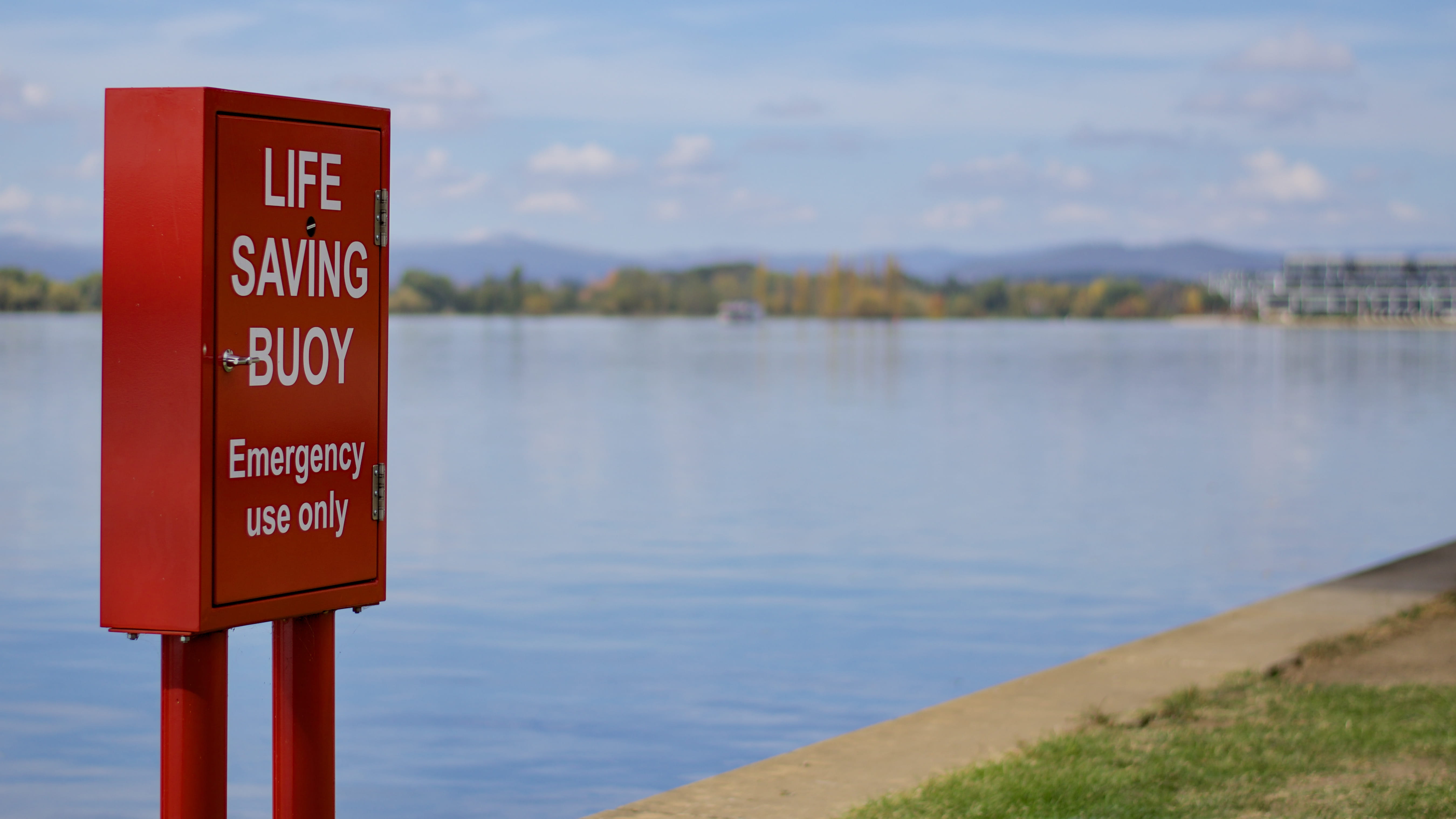 post, water, warning sign, life saving, rescue, information, no people, communication, lakeshore, text, sky, non-urban scene, western script, outdoors, HD Wallpaper