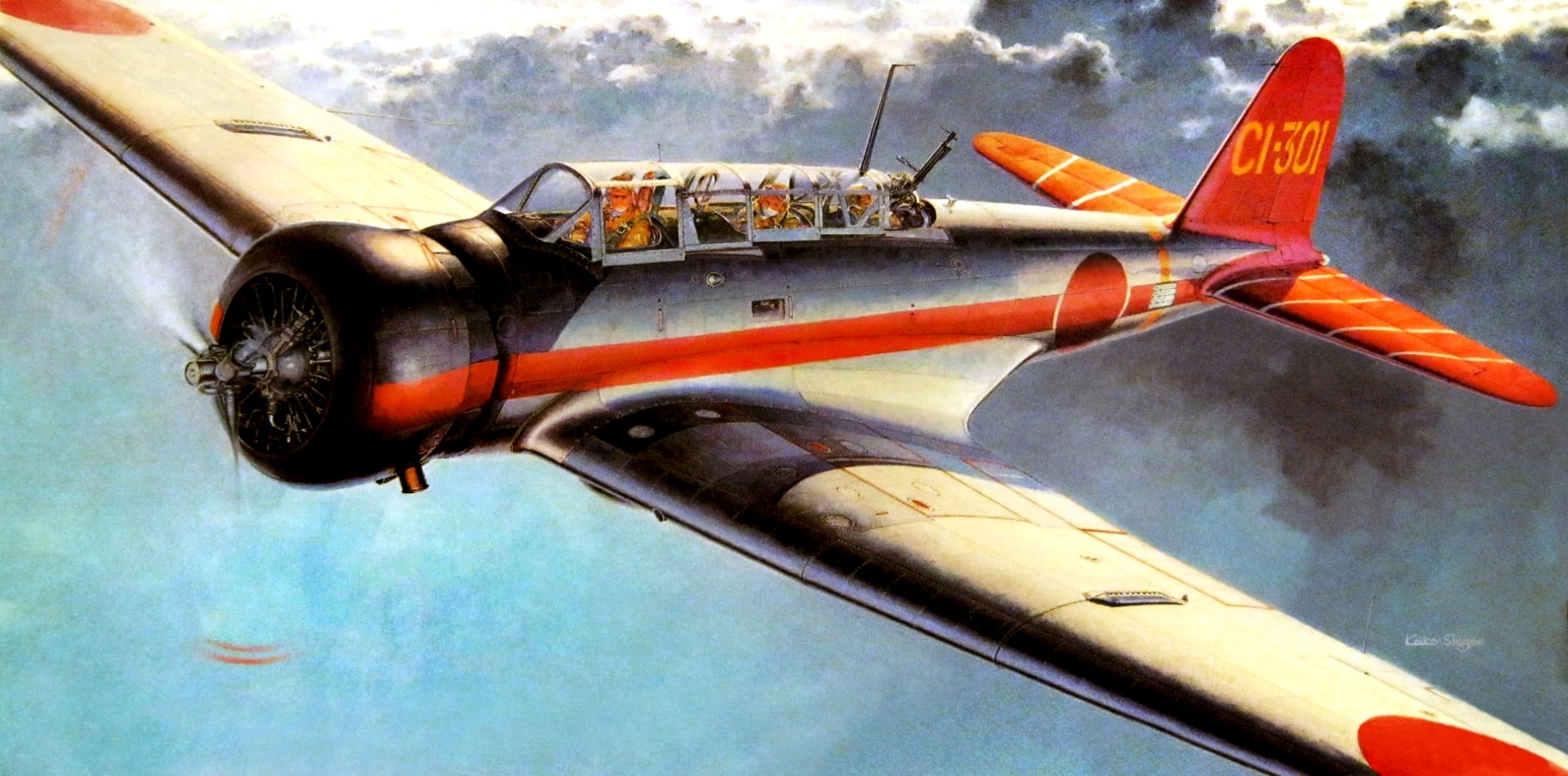 WW2, figure., type 97, Nakajima B5N, 1080P, bomber-torpedo, deck, art, Japanese, HD Wallpaper