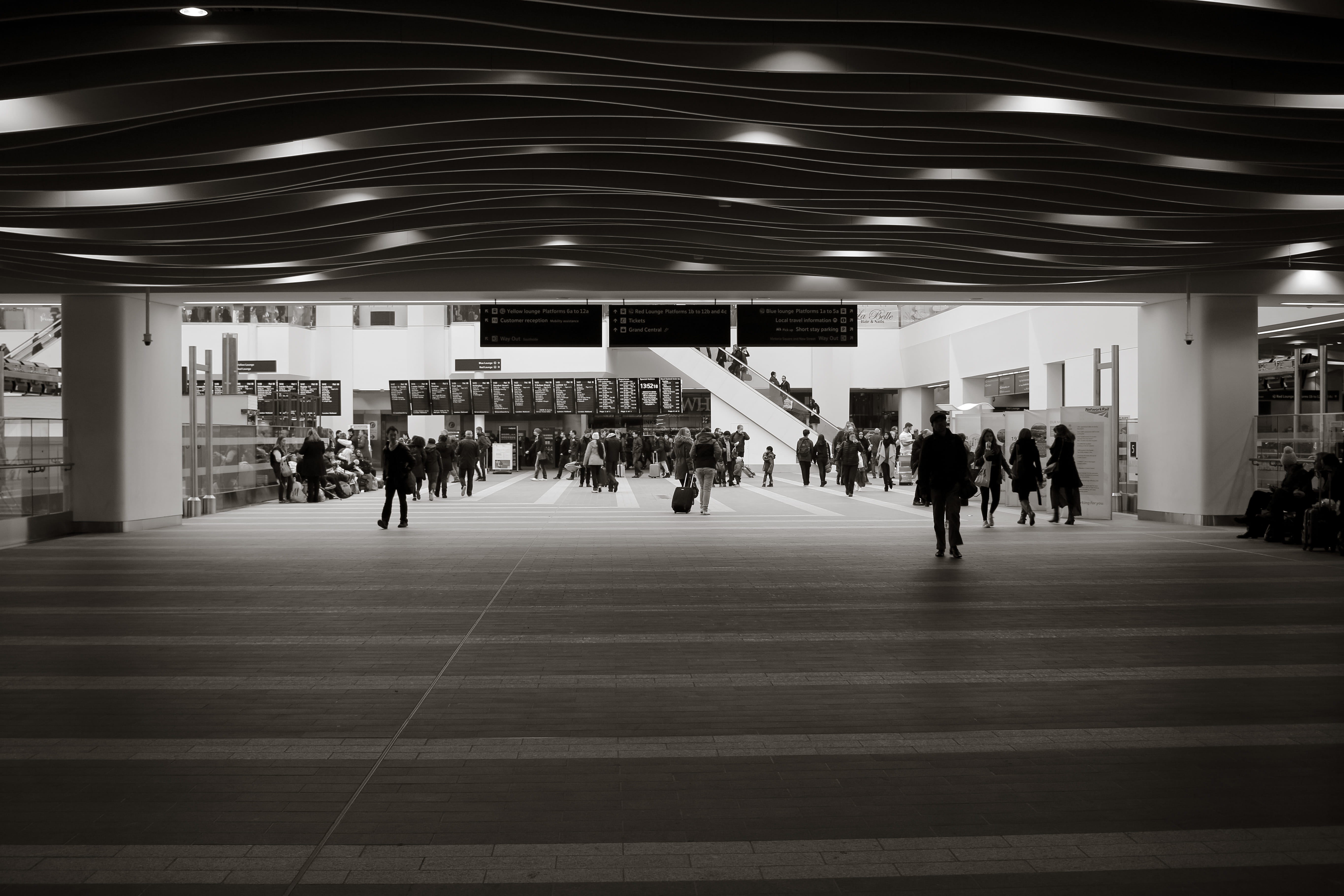 illuminated, people walking around, ceiling, lighting equipment, people walking, transportation, people, crowd of people, lifestyles, flooring, leisure activity, HD Wallpaper