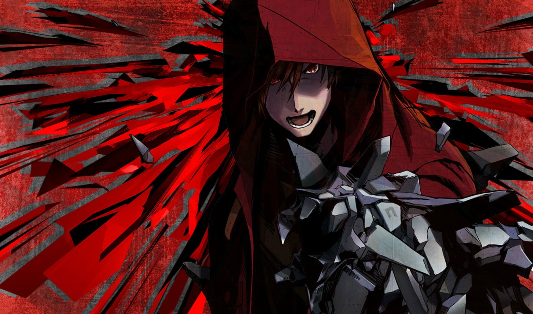 architecture, women, paint, young women, day, golf, red, clothing, 1080P, looking at camera, anime, black, wall - building feature, portrait, front view, HD Wallpaper