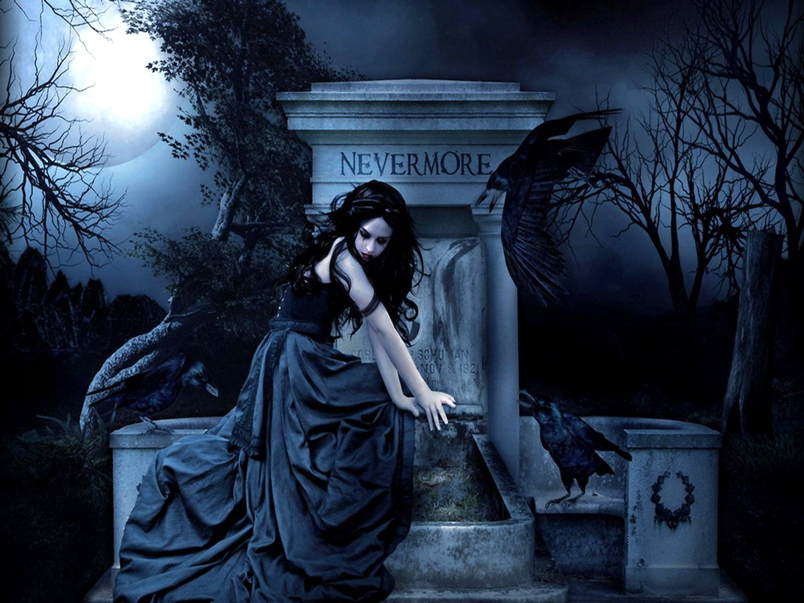dark, cementerio, 720P, mujer, abstracto, HD Wallpaper