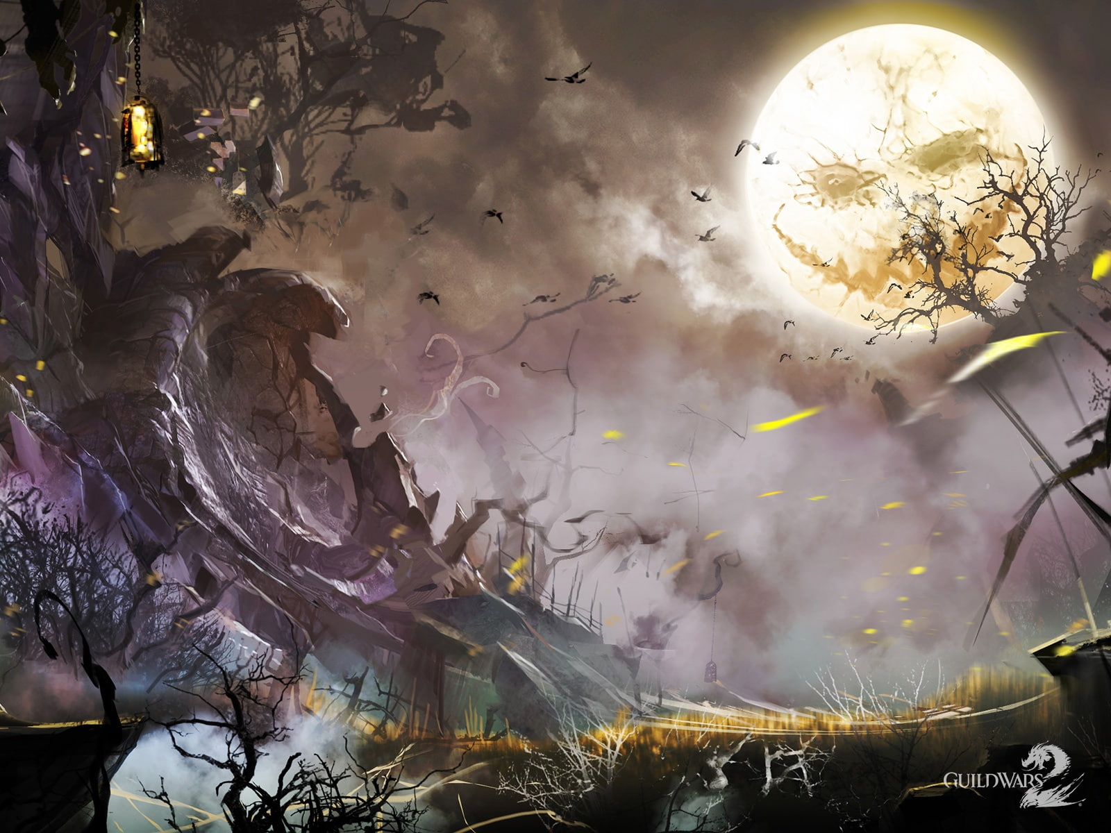 720P, terror, noche, luna, llena, halloween, HD Wallpaper
