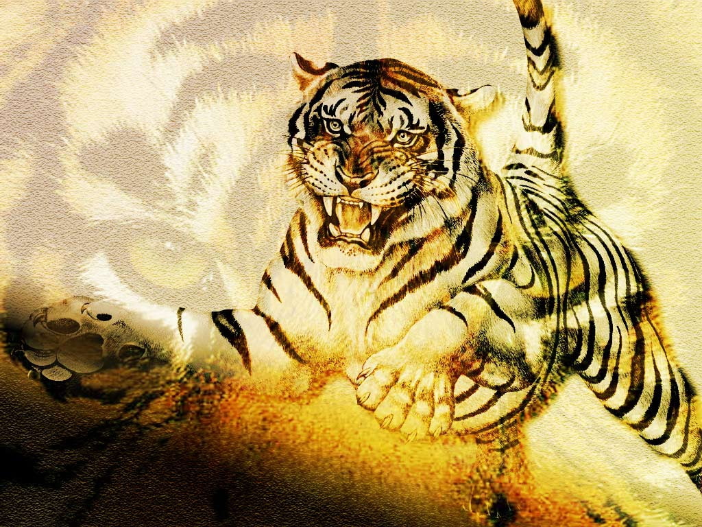 Tigres, animals, 480P, cats, art, hd, HD Wallpaper