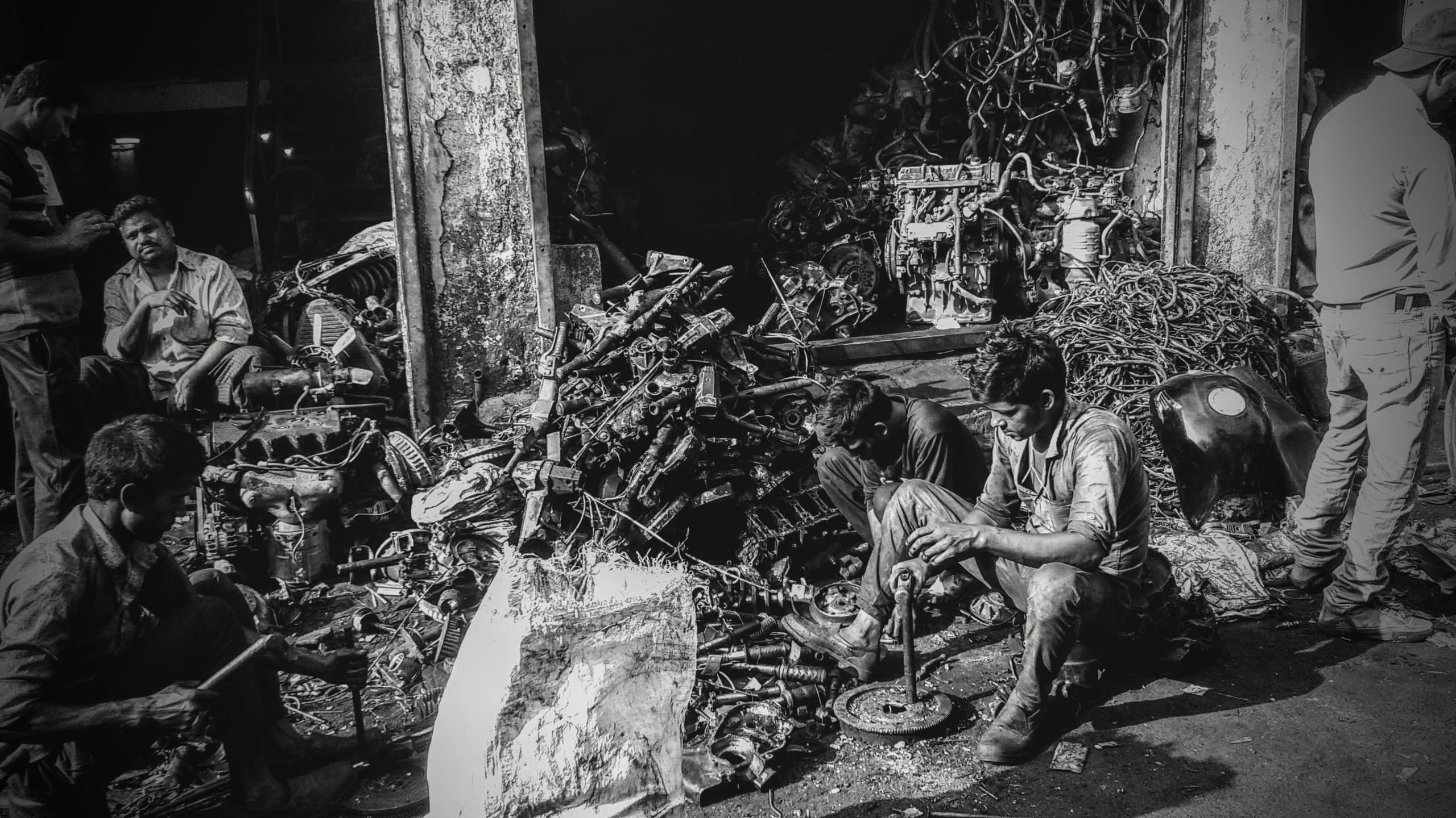 india, building, mumbai, garages home, damaged, man working, machine, cst road, human representation, belief, no people, built structure, transportation, HD Wallpaper