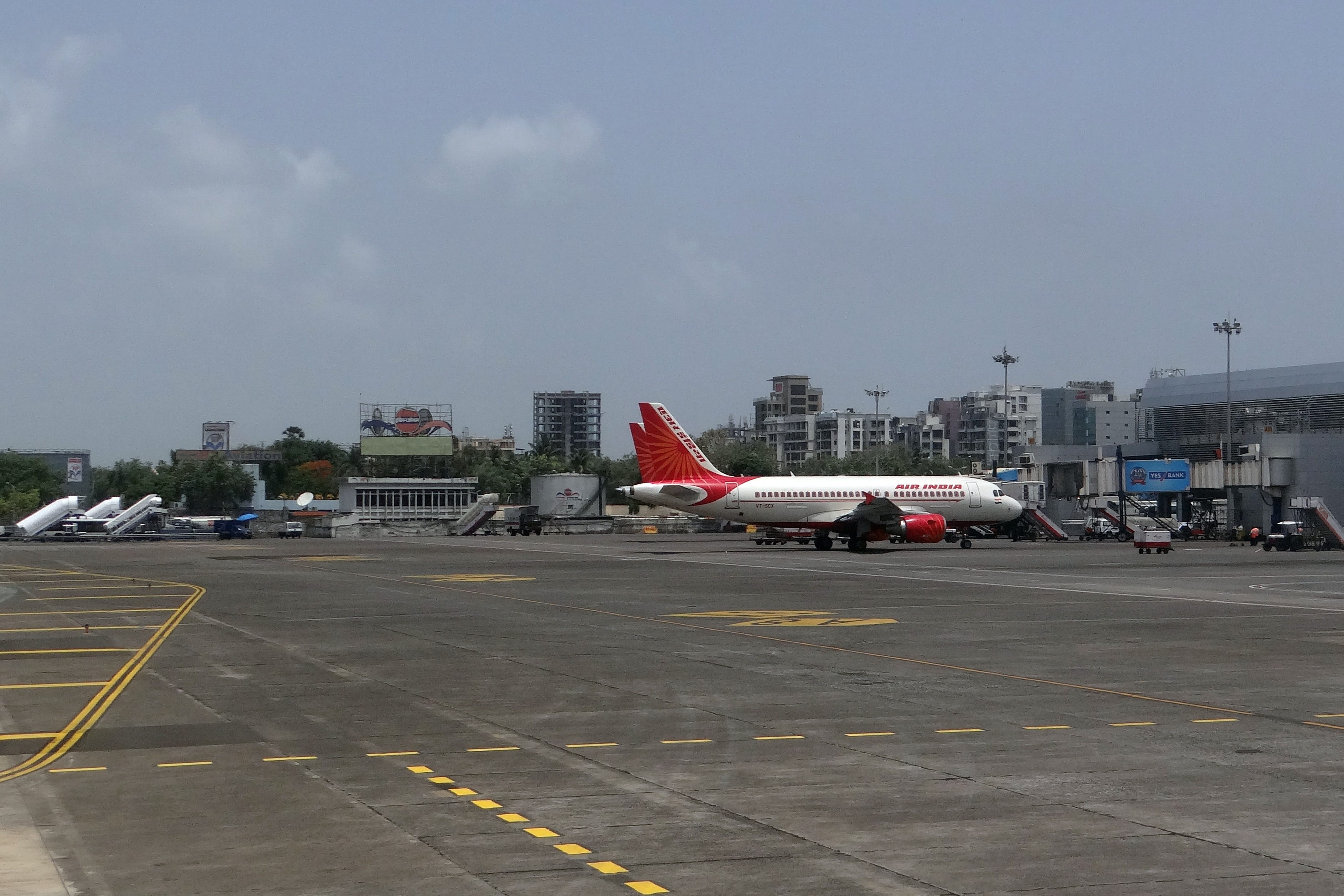 Air India, Airport, street, airport runway, transportation, road, outdoors, symbol, no people, building exterior, land vehicle, motor vehicle, city, sky, HD Wallpaper