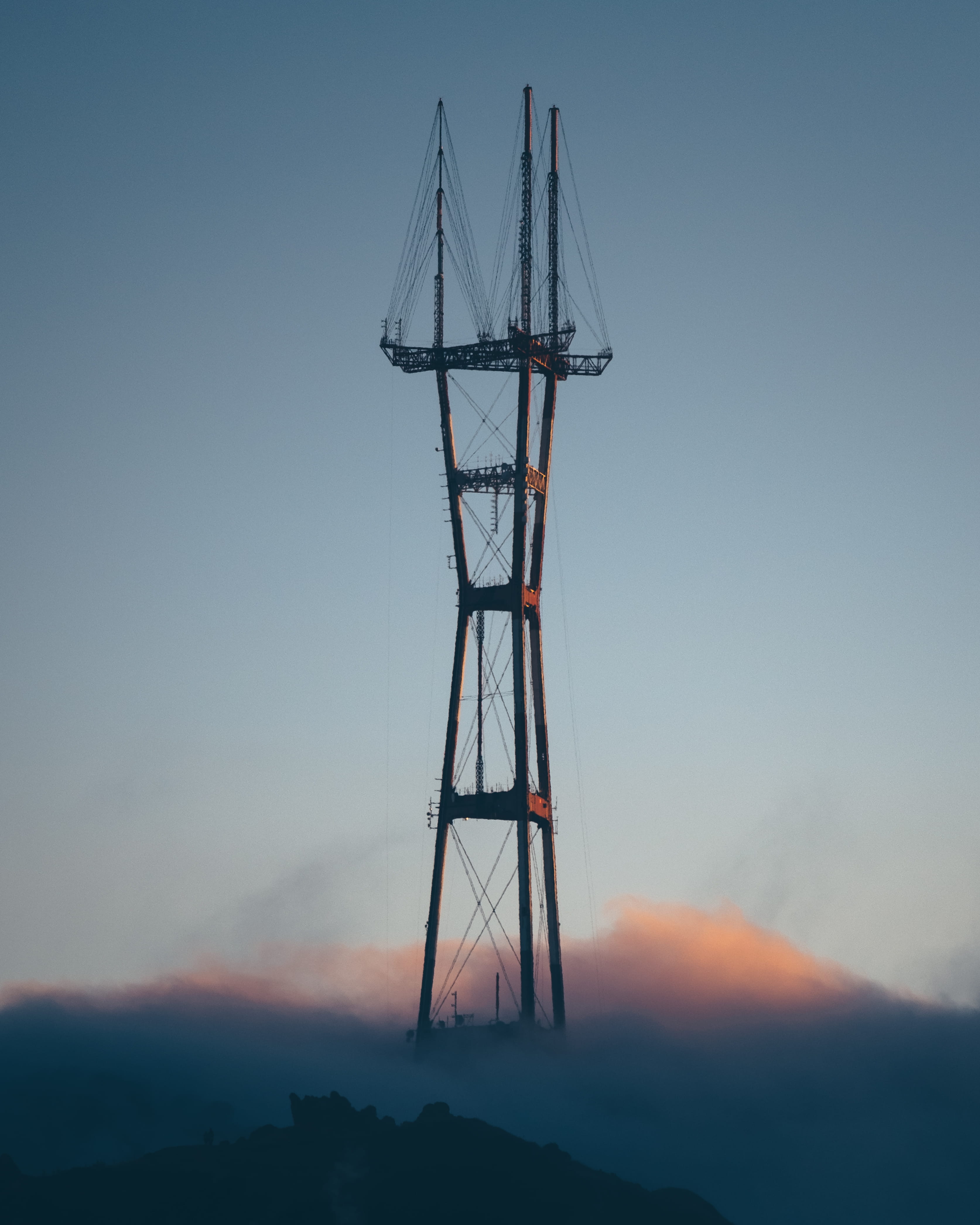 outdoors, united states, low angle view, architecture, scenics - nature, tall - high, san francisco, metal, non-urban scene, technology, sunset, evening light, Phone HD Wallpaper