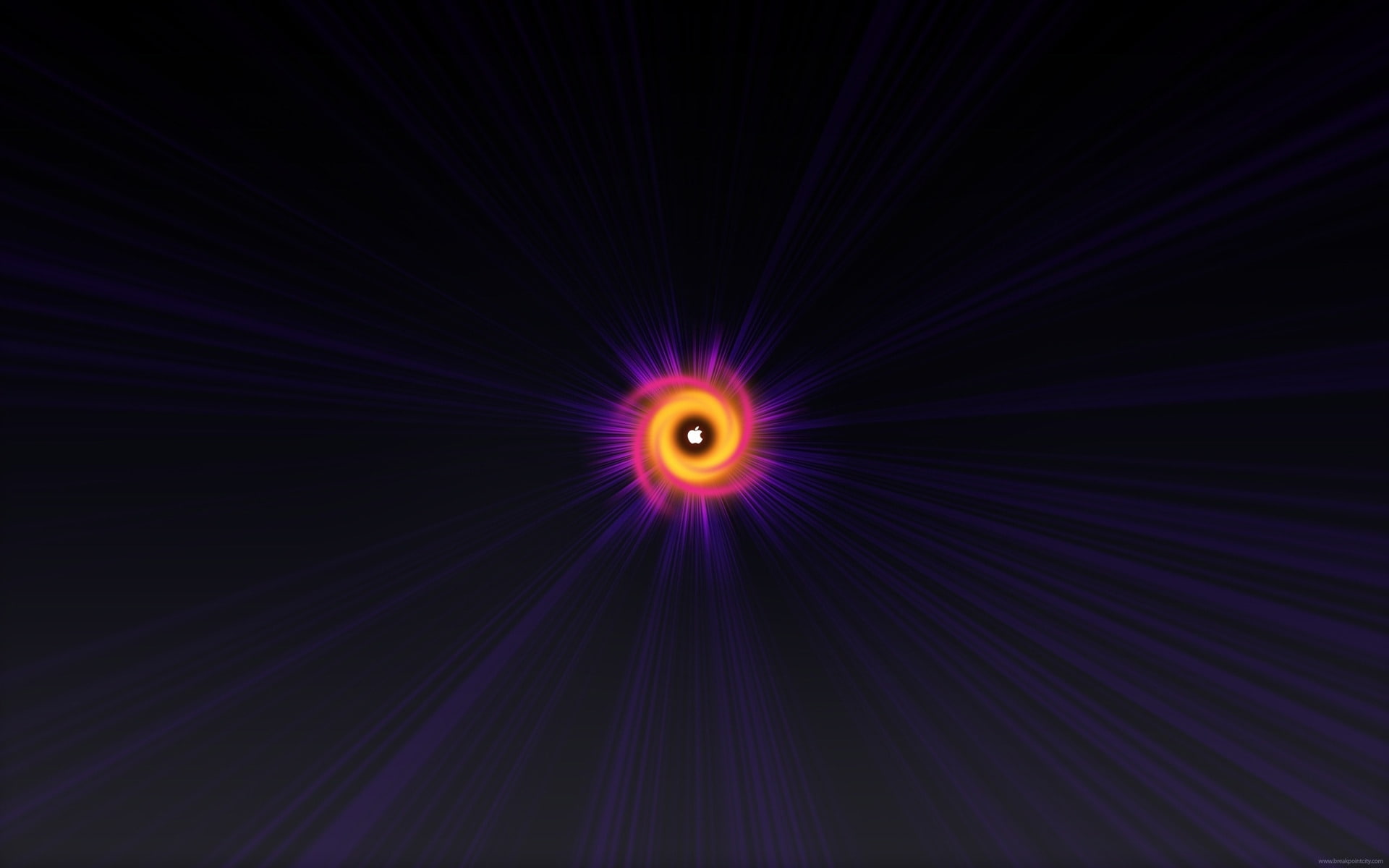 neon, jobs, 1080P, computers, steve, apple, light, logo, red, yellow, round, mauve, HD Wallpaper