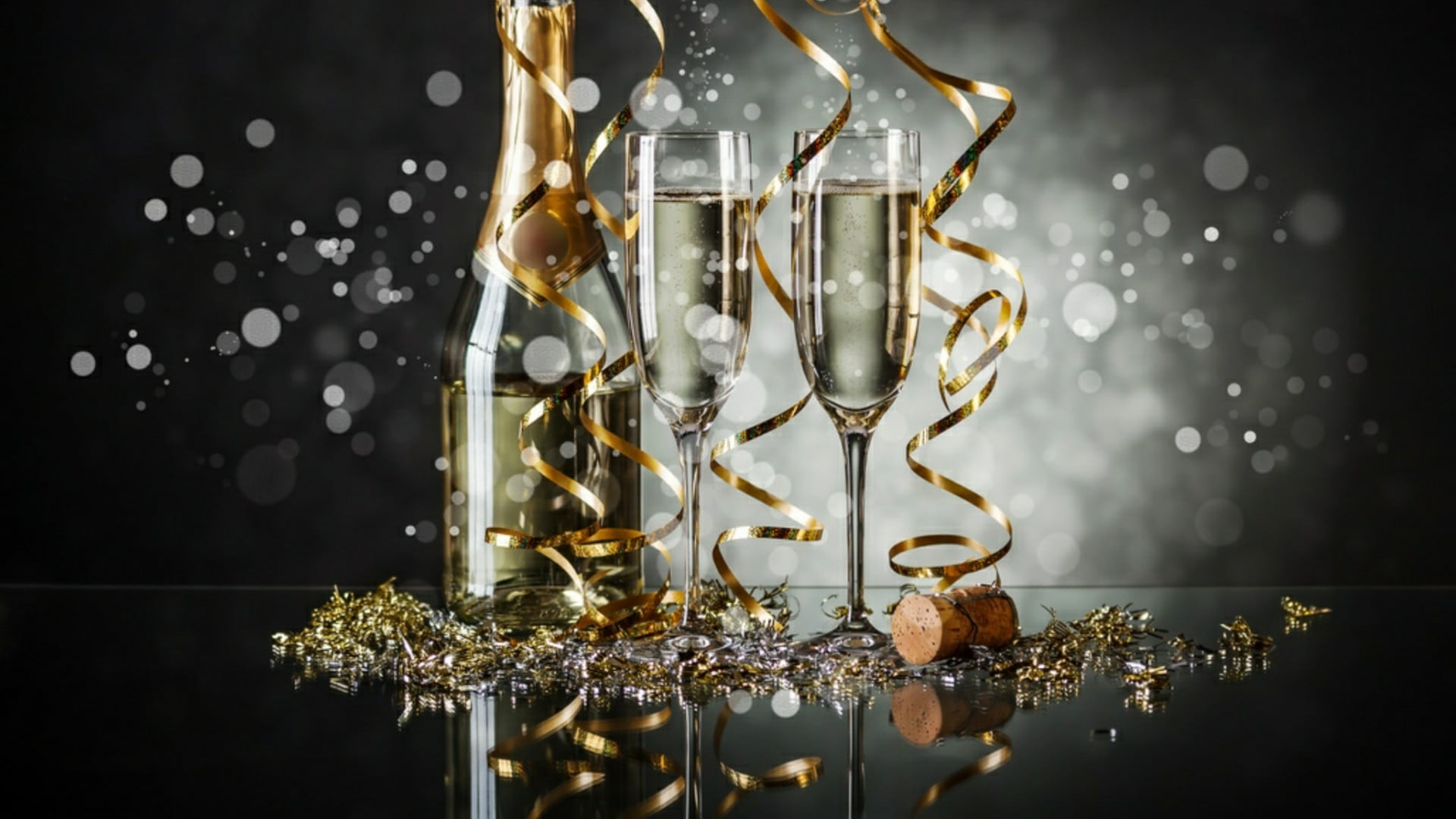 close-up, decor, bottle, bokeh lights, high-speed photography, party, champagne, drink, crystal, celebration, food and drink, wealth, indoors, transparent, HD Wallpaper