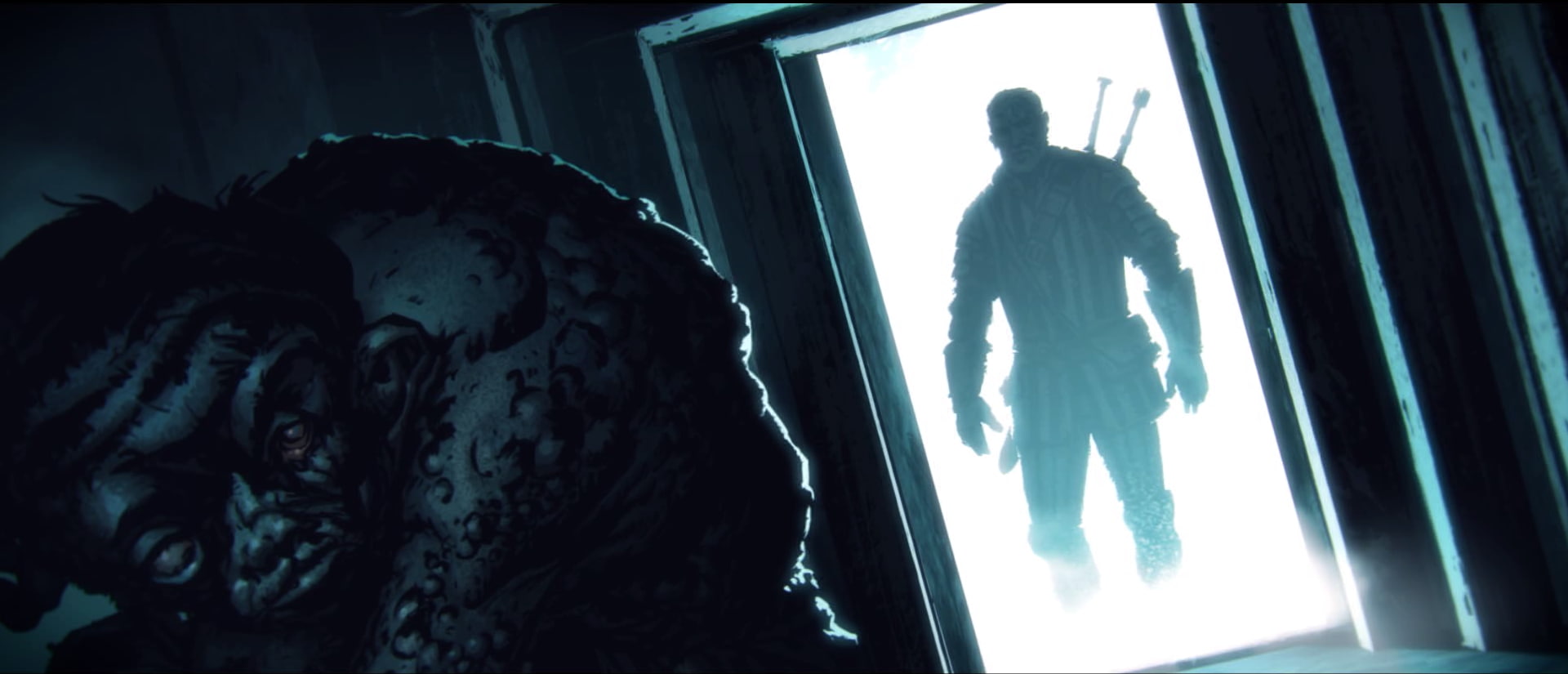The Witcher, male likeness, silhouette, indoors, window, day, Uma, one person, 1080P, history, architecture, sculpture, low angle view, Geralt of Rivia, HD Wallpaper