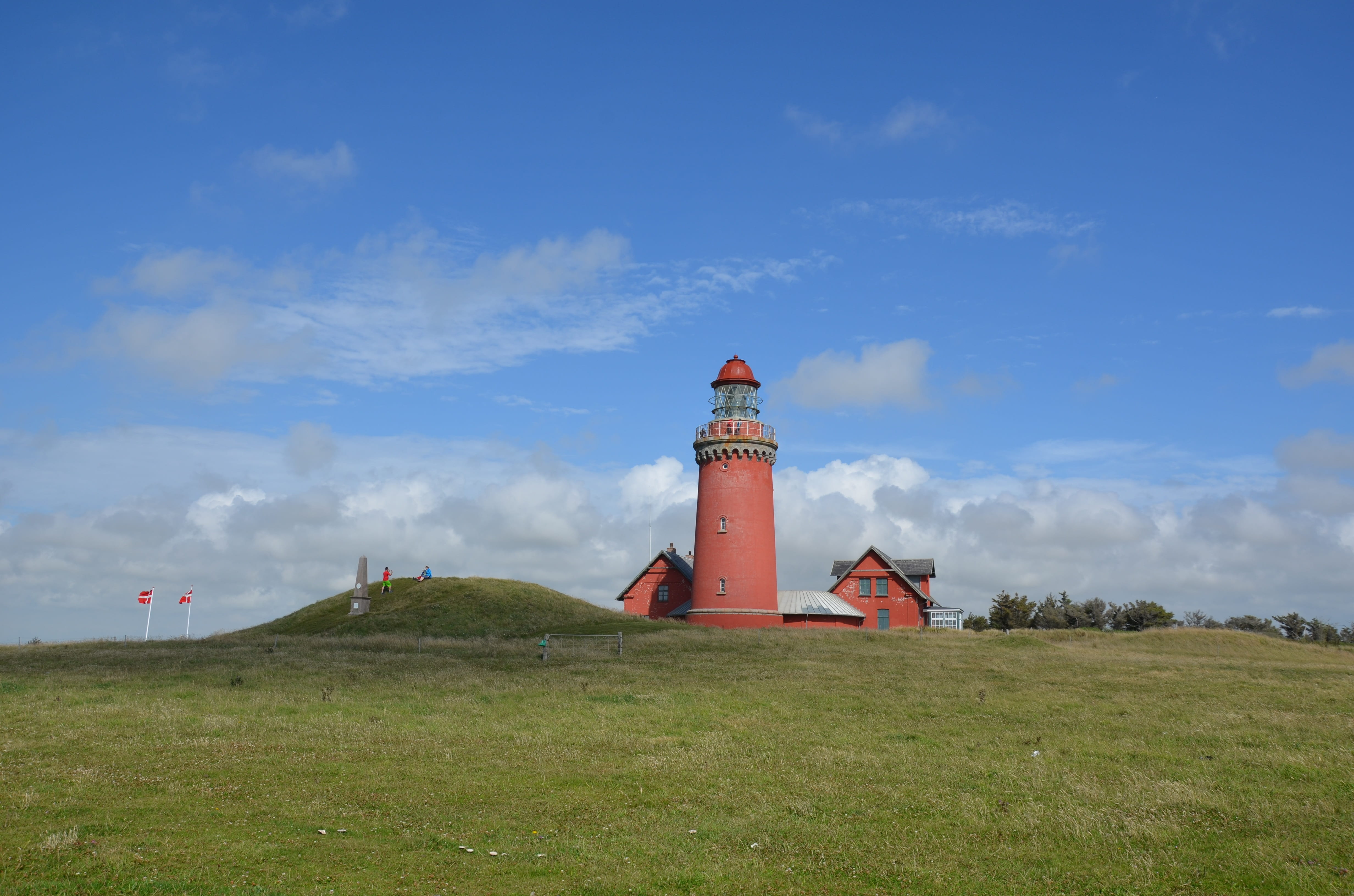 north sea, building exterior, flag, building, no people, land, sky, 4K, lighthouse, direction, safety, grass, field, tower, summer, seafaring, day, architecture, HD Wallpaper