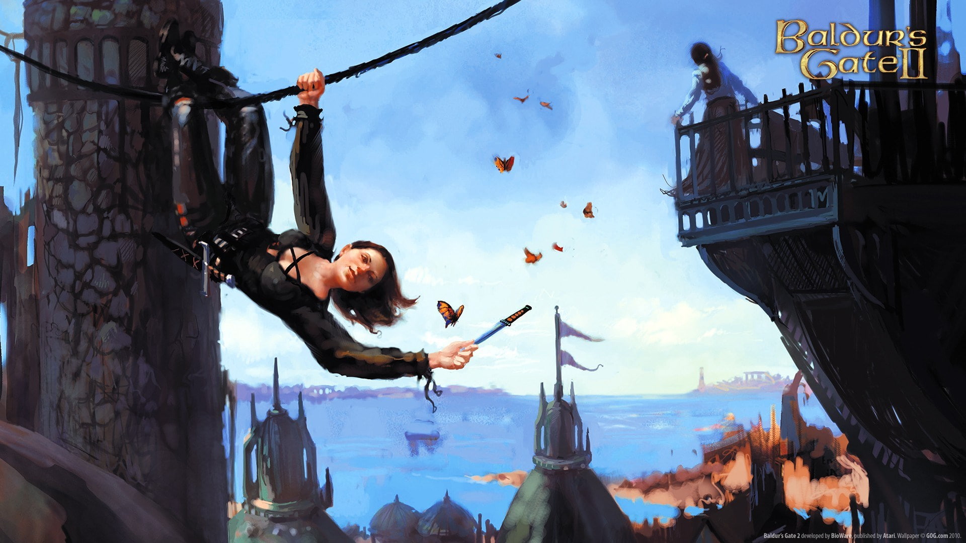 adult, city, outdoors, sky, leisure activity, nature, men, built structure, hanging, real people, casual clothing, day, baldurs gate ii, building exterior, HD Wallpaper