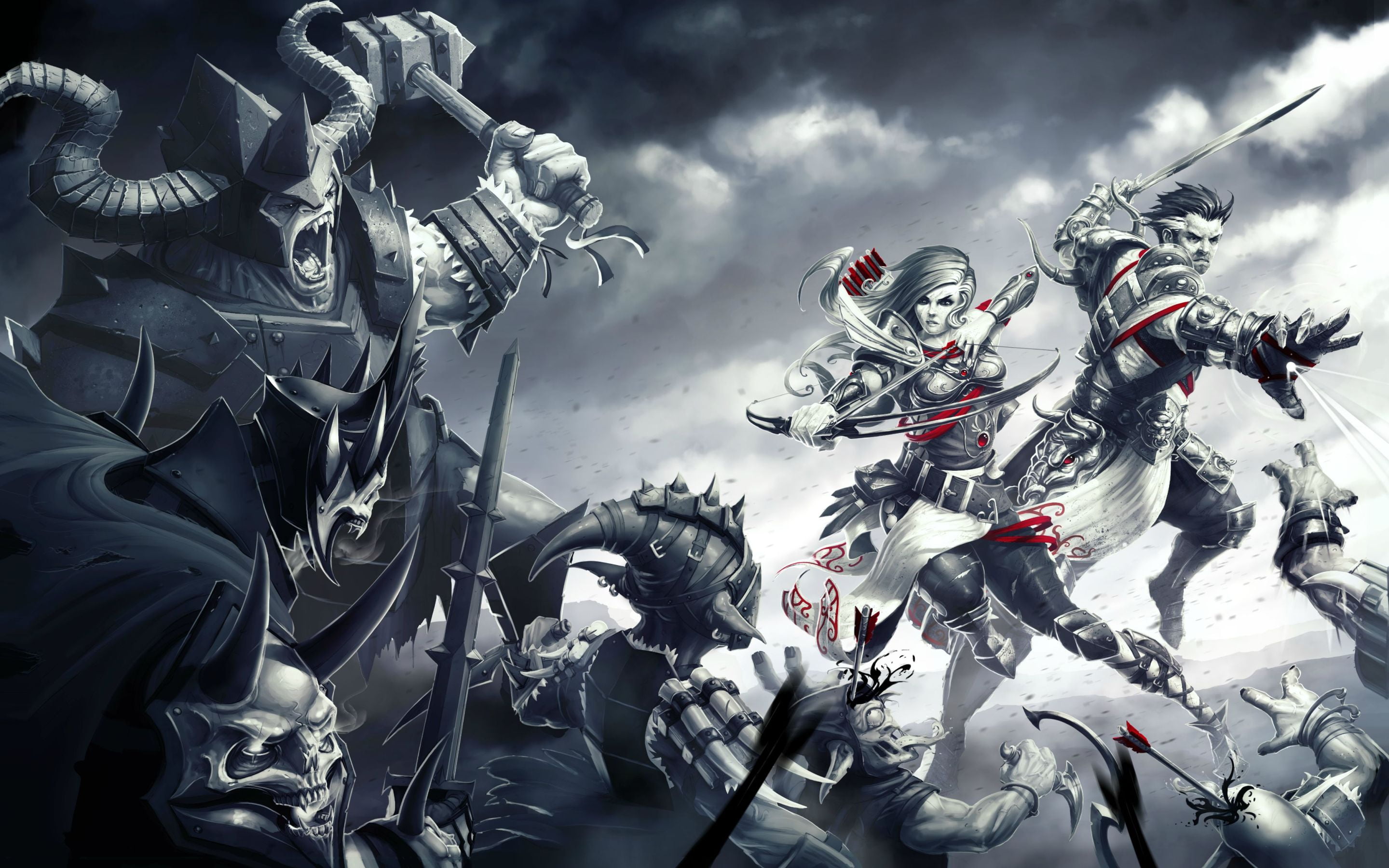 divinity, cloud - sky, low angle view, human representation, no people, hanging, warriors, illustration, original, craft, black, sculpture, creativity, HD Wallpaper