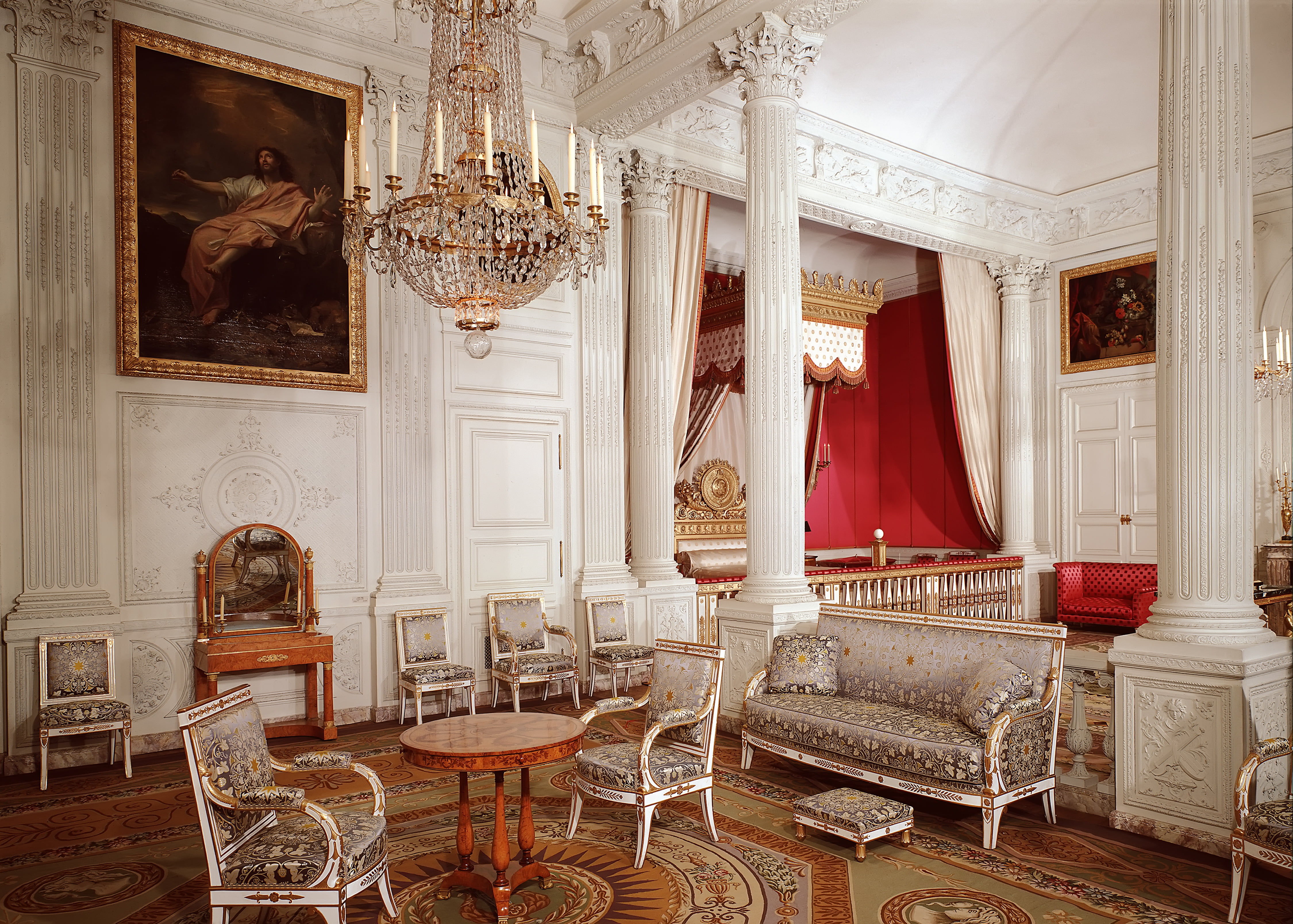 furniture, Palace, sofas, luxury, architecture, elegance, design, home interior, ornate, built structure, mansion, gray, no people, history, antique, indoors, HD Wallpaper