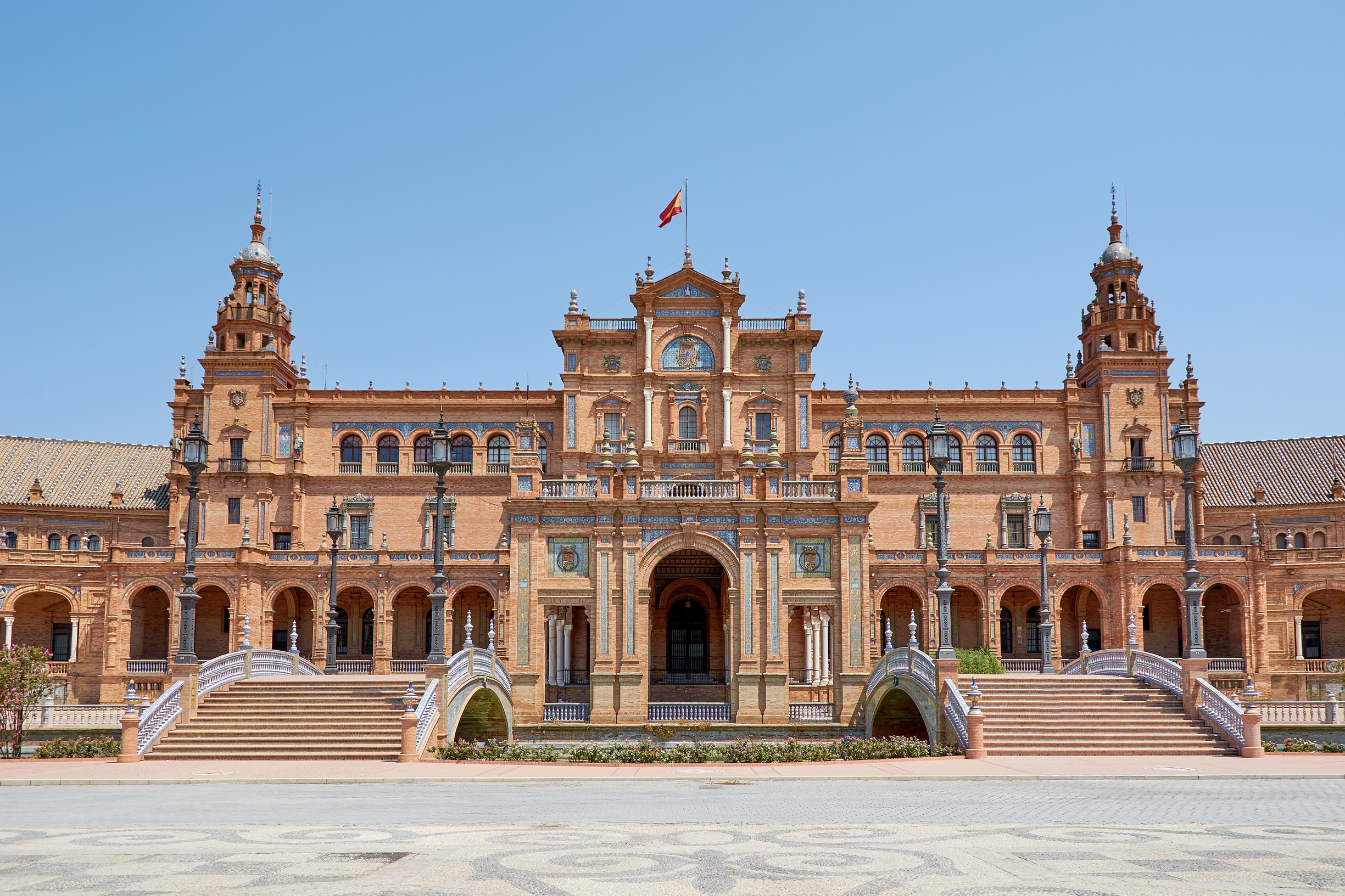 built structure, input, sky, old, andalusia, facade, government buildings, tourism, building exterior, city, the past, town hall, arch, garden, travel, HD Wallpaper