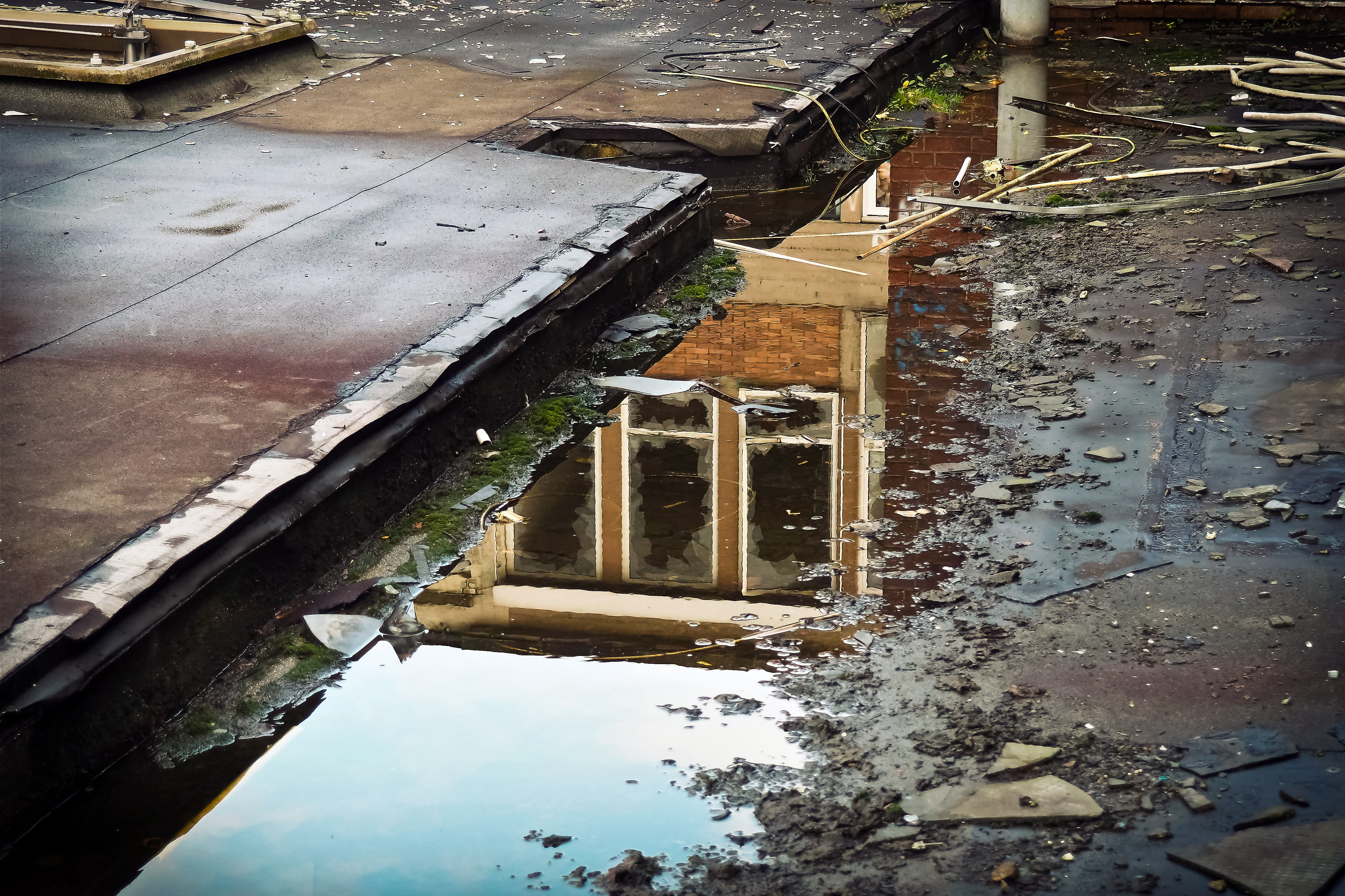 history, stock, building, lost places, destroyed, city, water, transience, transient, old, cold temperature, built structure, factory building, reflection, HD Wallpaper