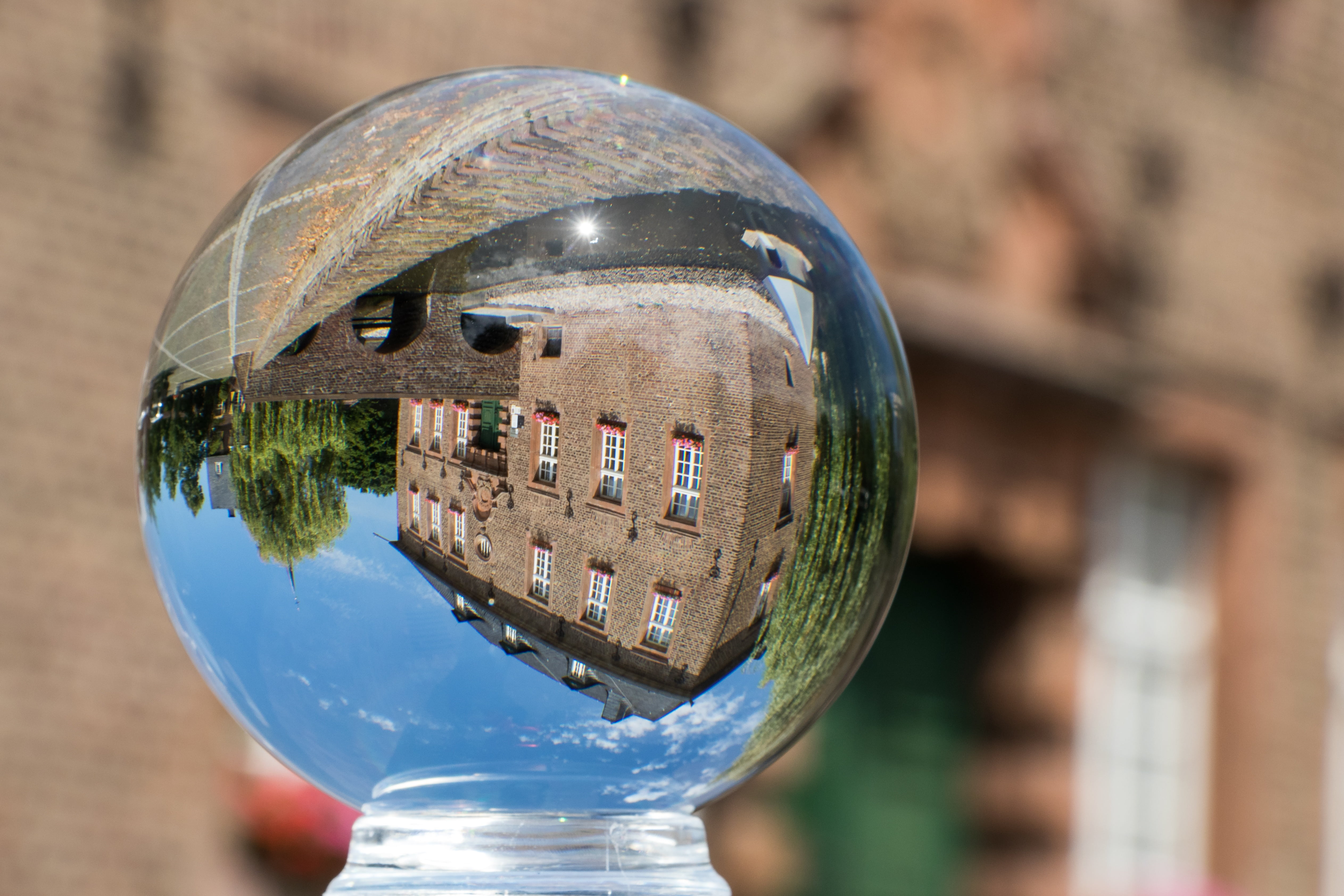 building exterior, crystal ball, nature, historically, town hall, niederzier, mirroring, silver colored, no people, close-up, ball, 4K, built structure, HD Wallpaper