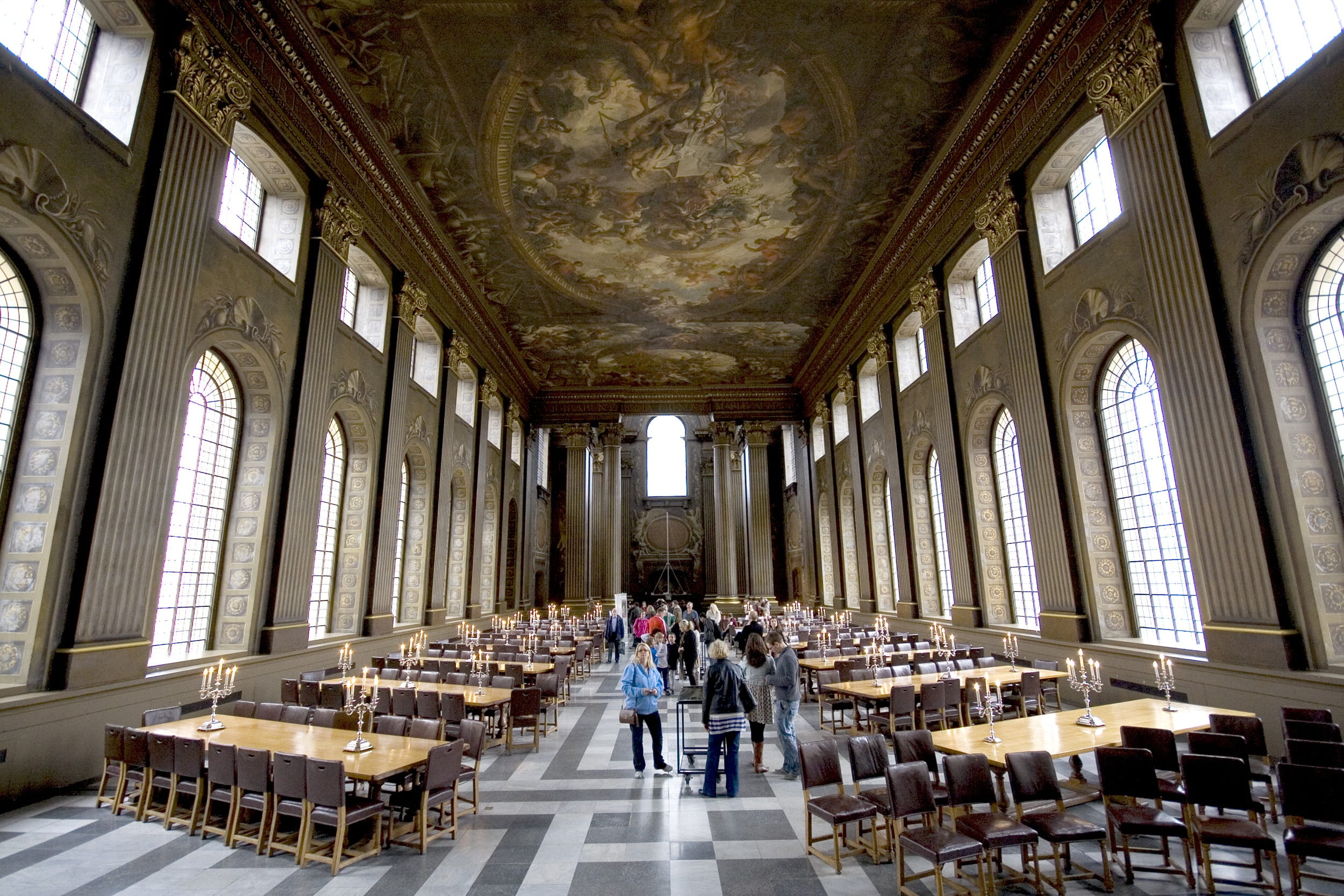indoors, england, Royal Naval College, religion, old, England, full length, day, design, landmark, great britain, 1080P, travel destinations, group of people, HD Wallpaper
